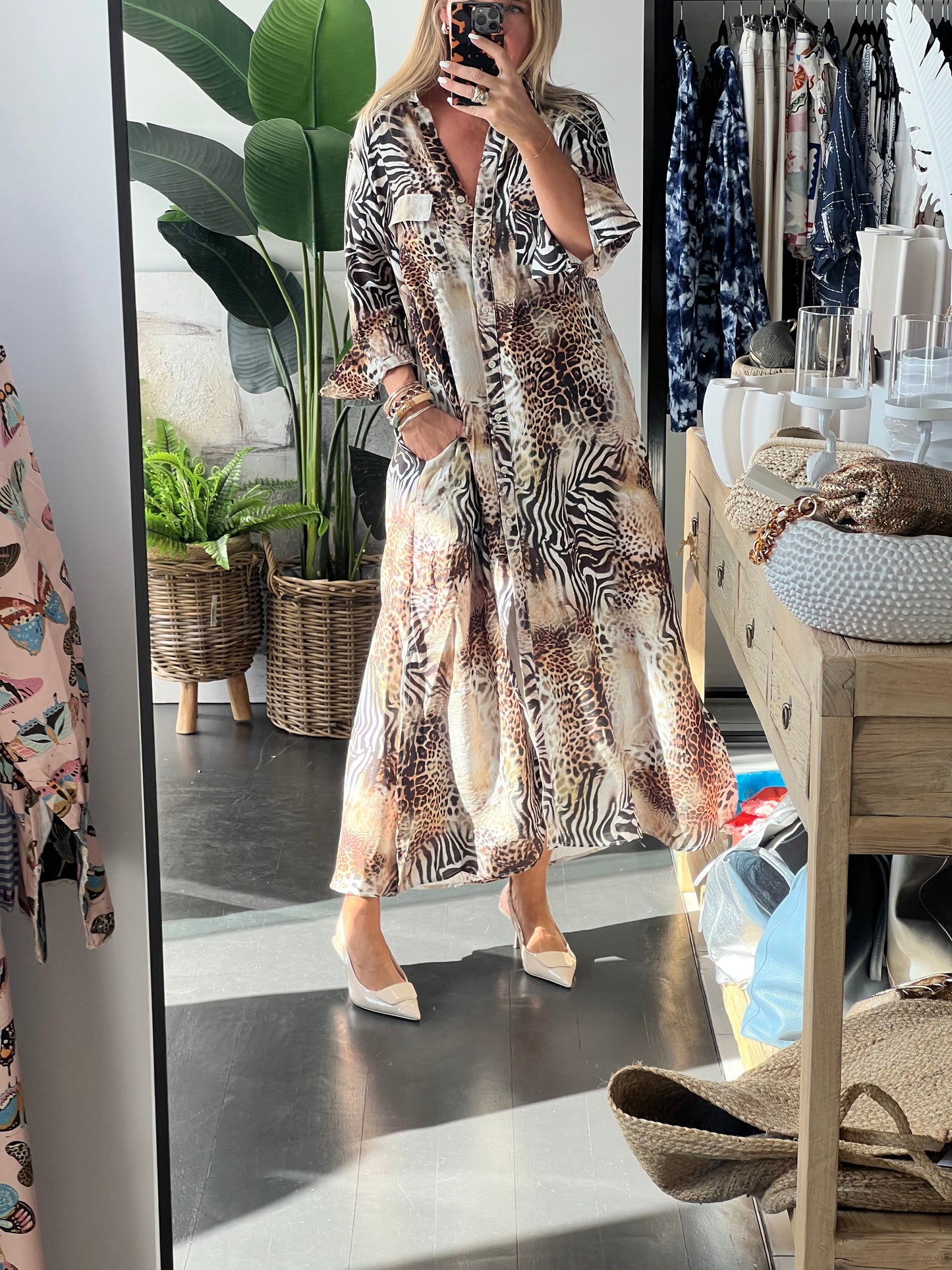 Reptile Maxi Shirt Dress