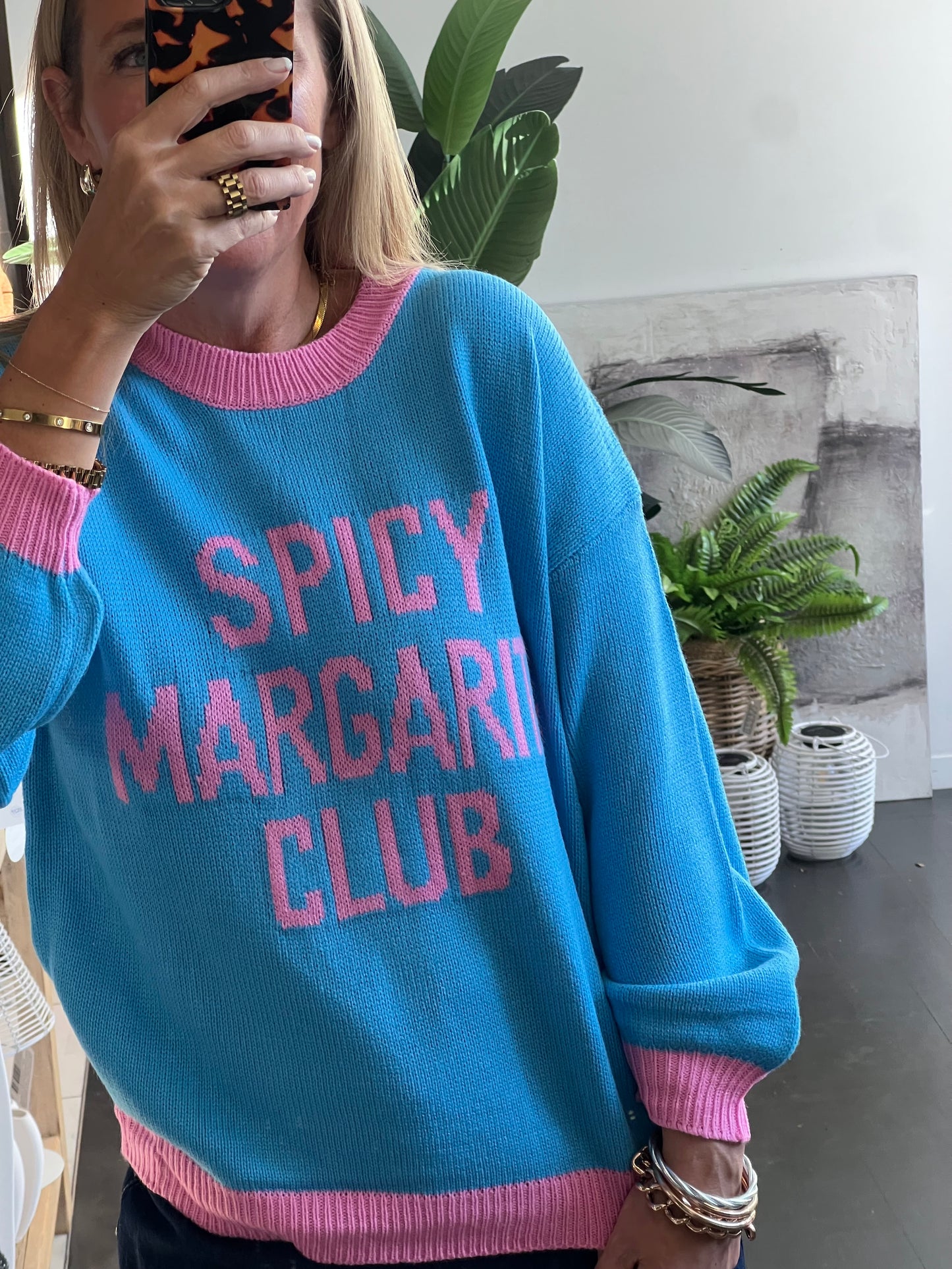 Spicy Margs Knit Sweater - aqua
