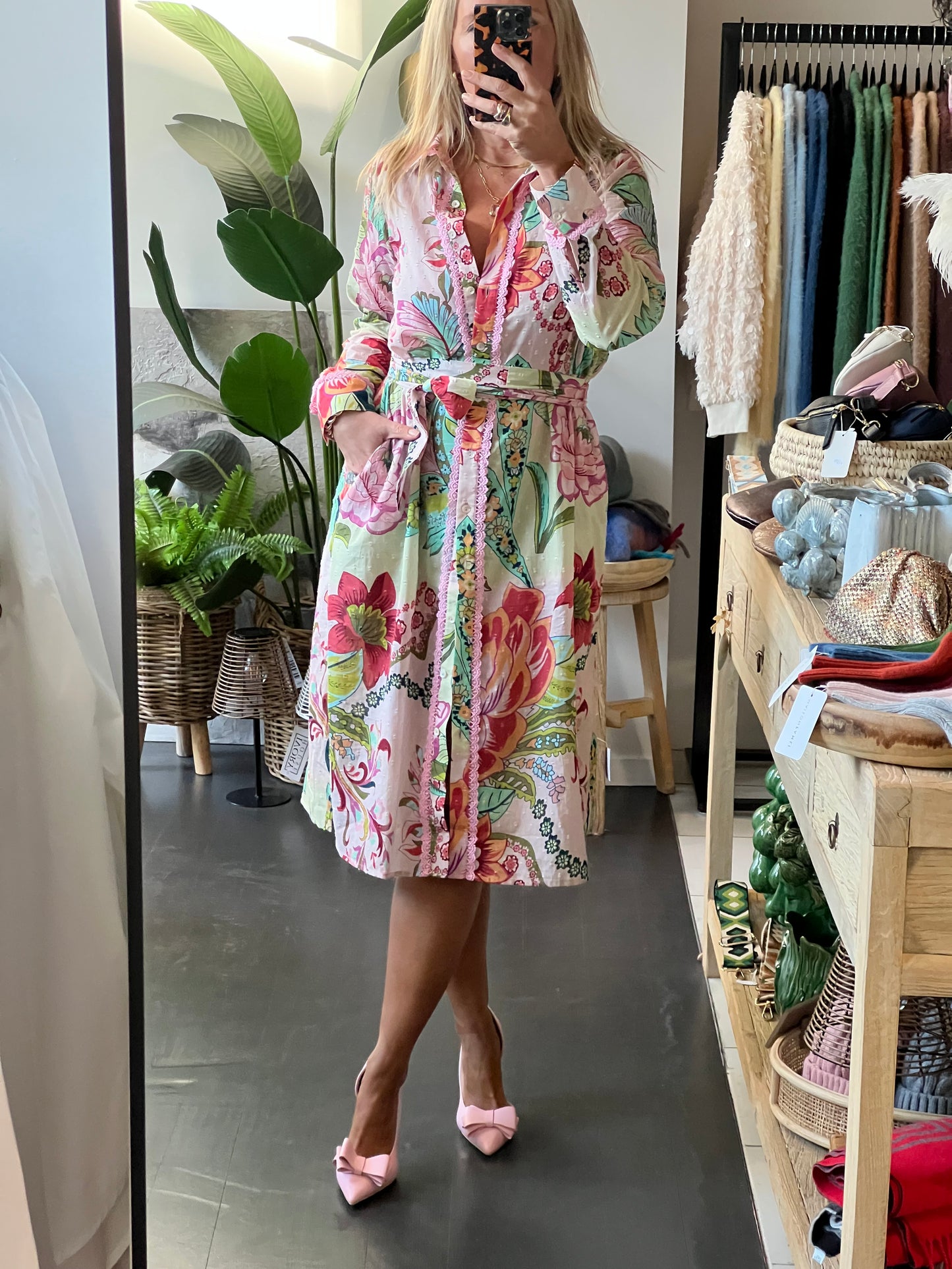 Fleurs Midi Shirt Dress