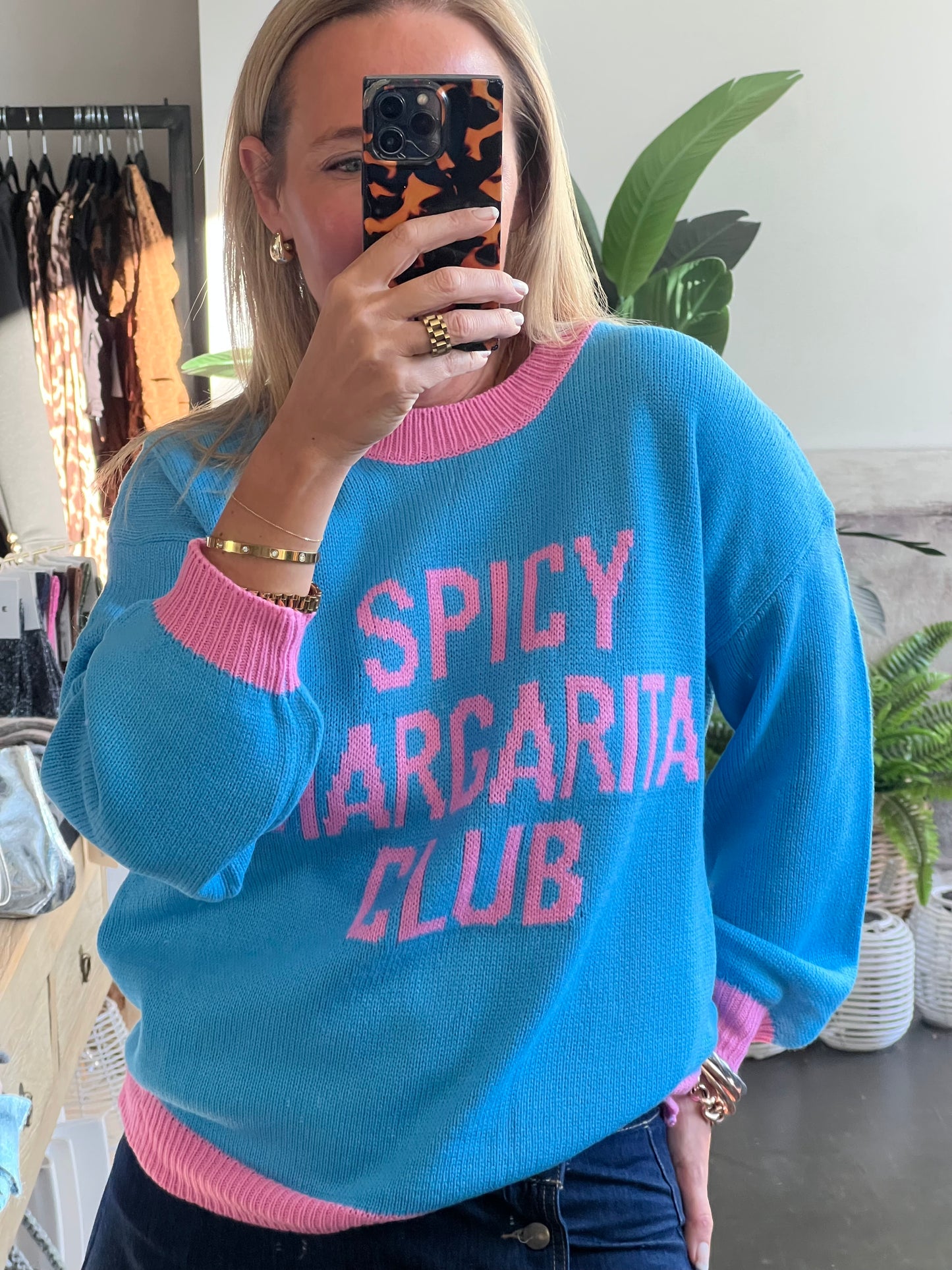 Spicy Margs Knit Sweater - aqua