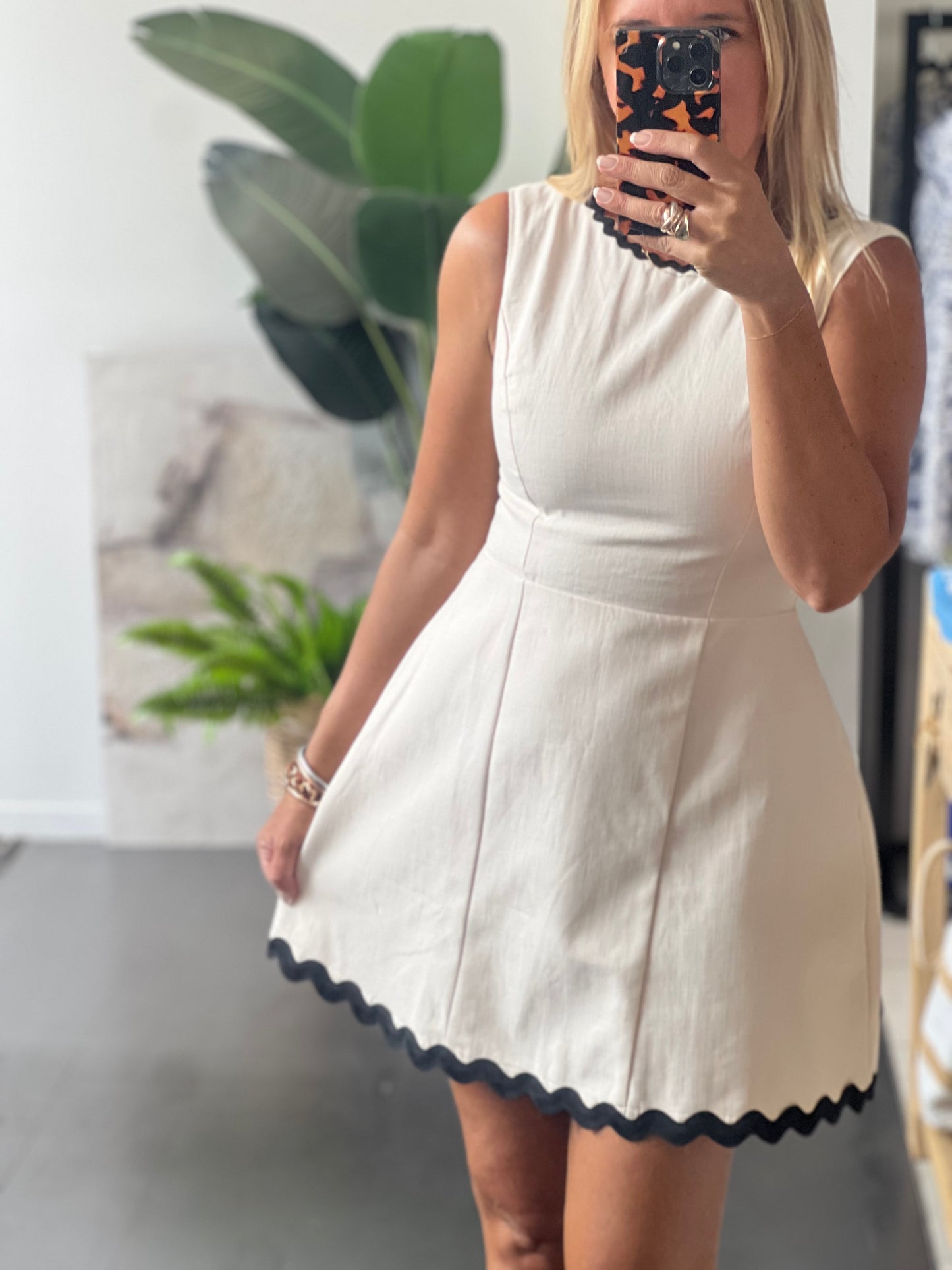 Ric Rac Mini Dress- white
