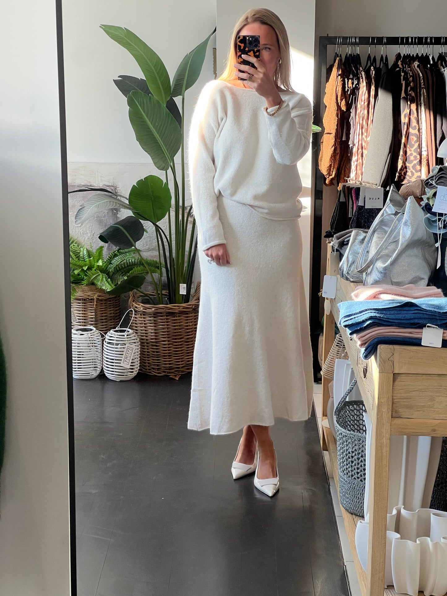 Winter Knit Set - White 2 pc skirt & top