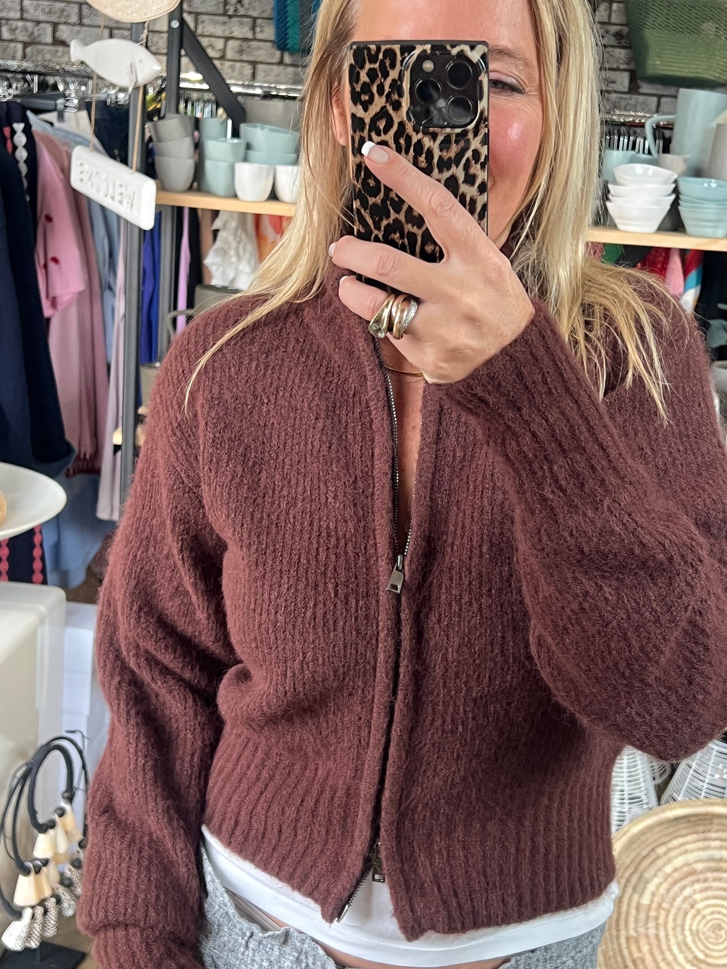 Zip Knit - chocolate brown