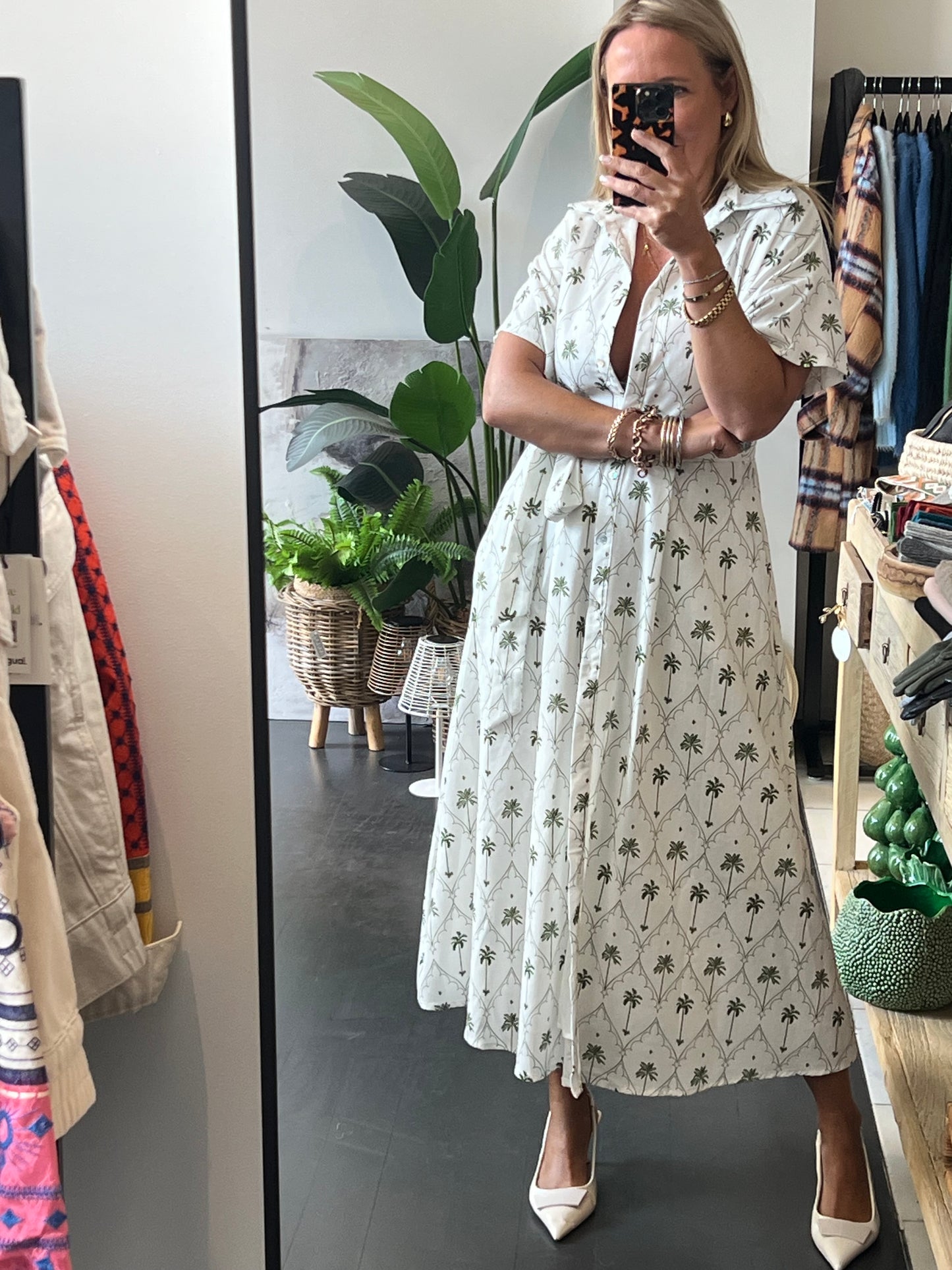 Spring Palm Shirt Dress