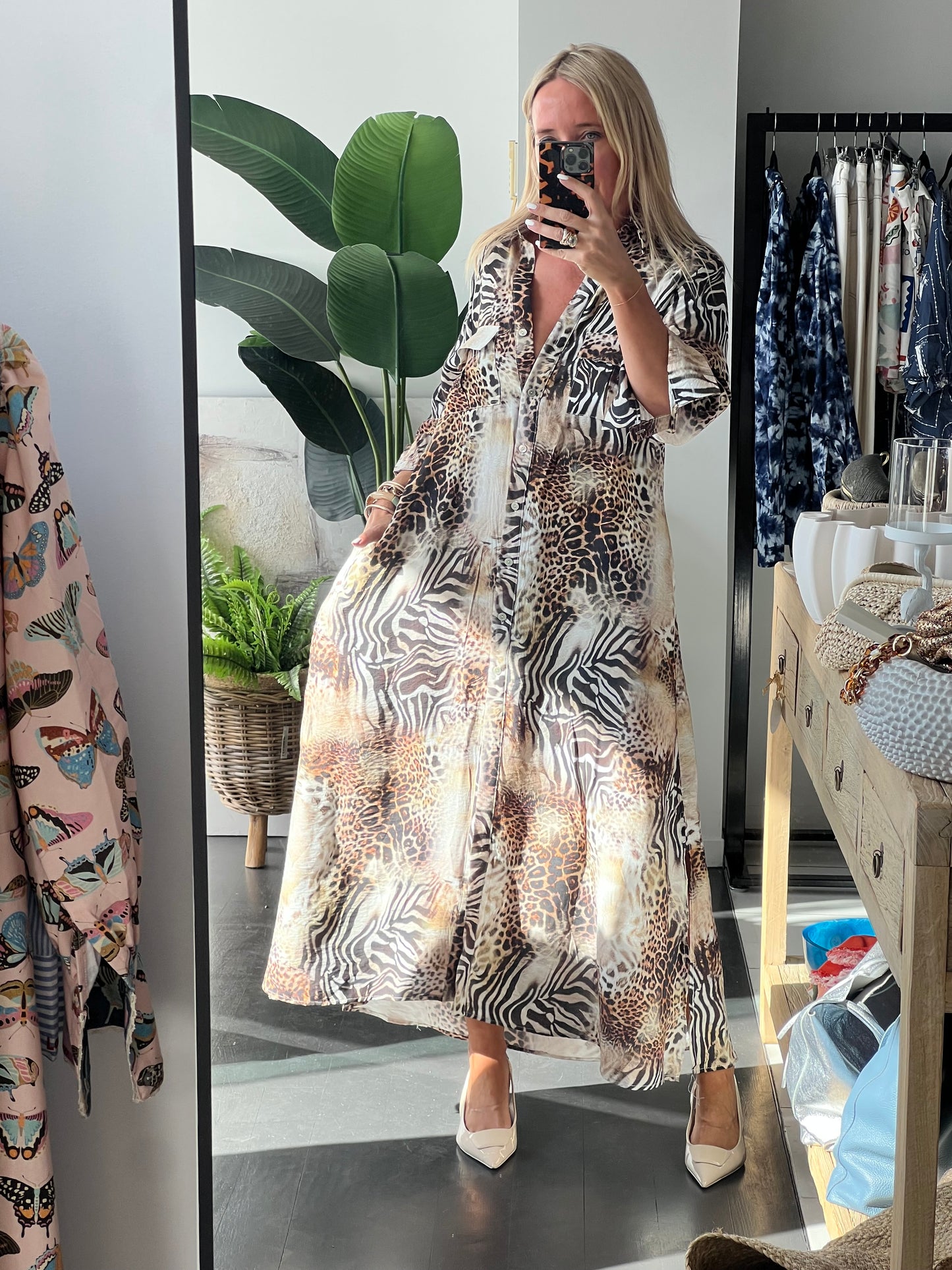 Reptile Maxi Shirt Dress