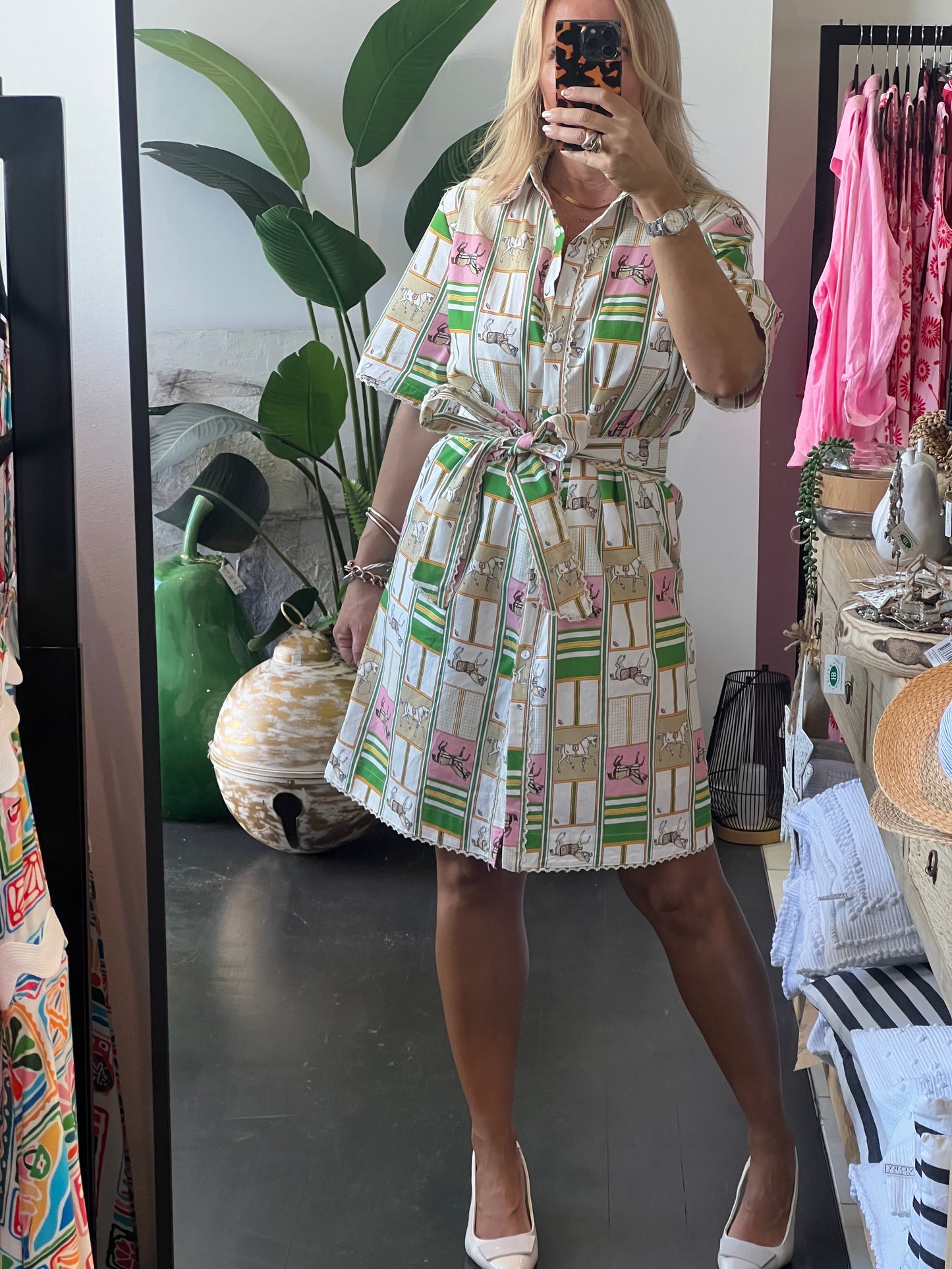 Shift Shirt Dress- equestrian print