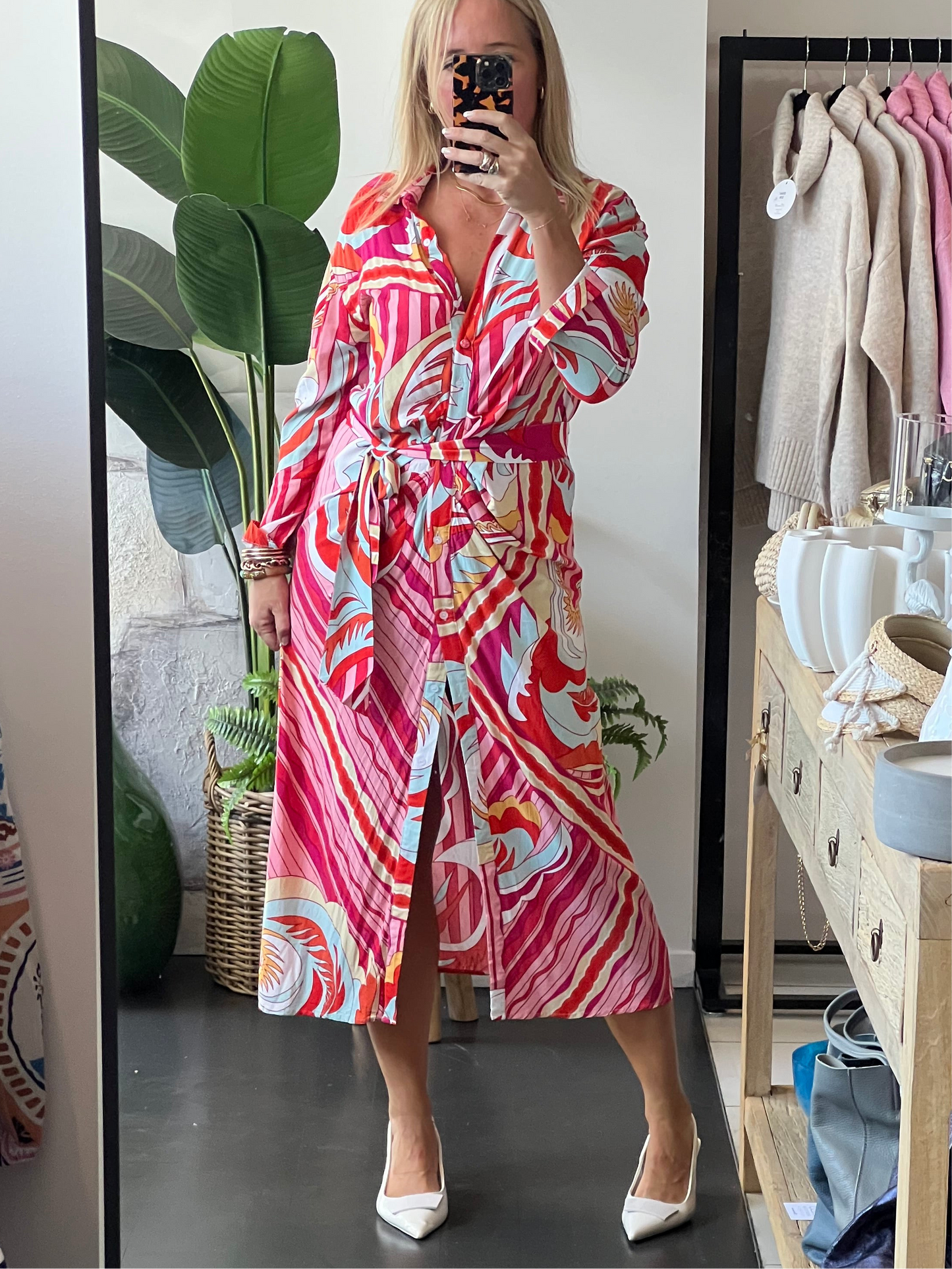 Cotton Swirl Shirt Dress