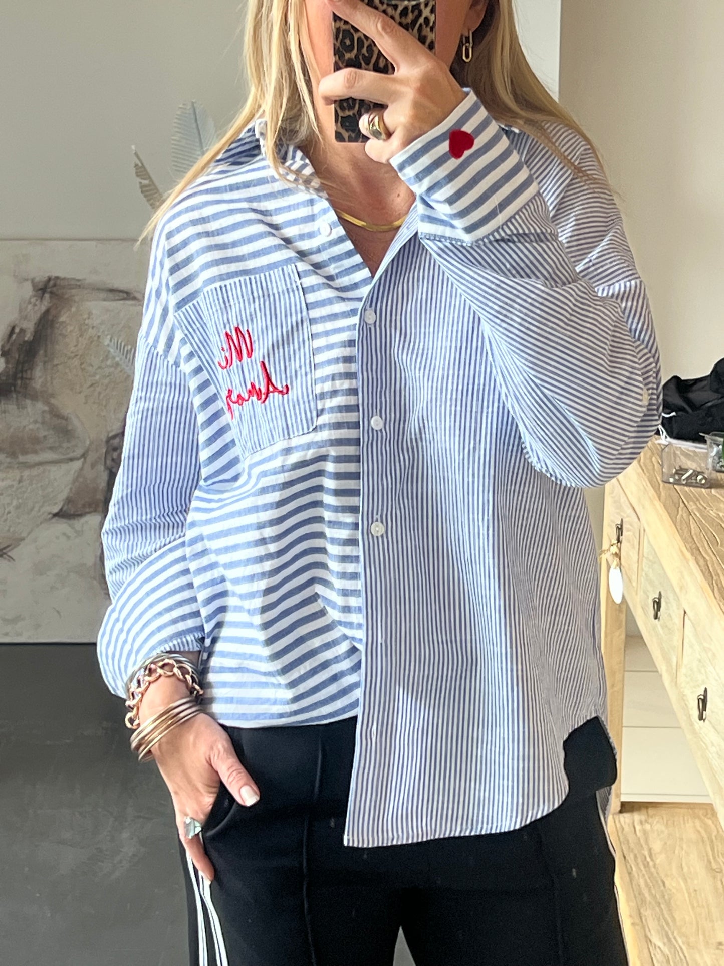 Mi Amore My Love stripe shirt