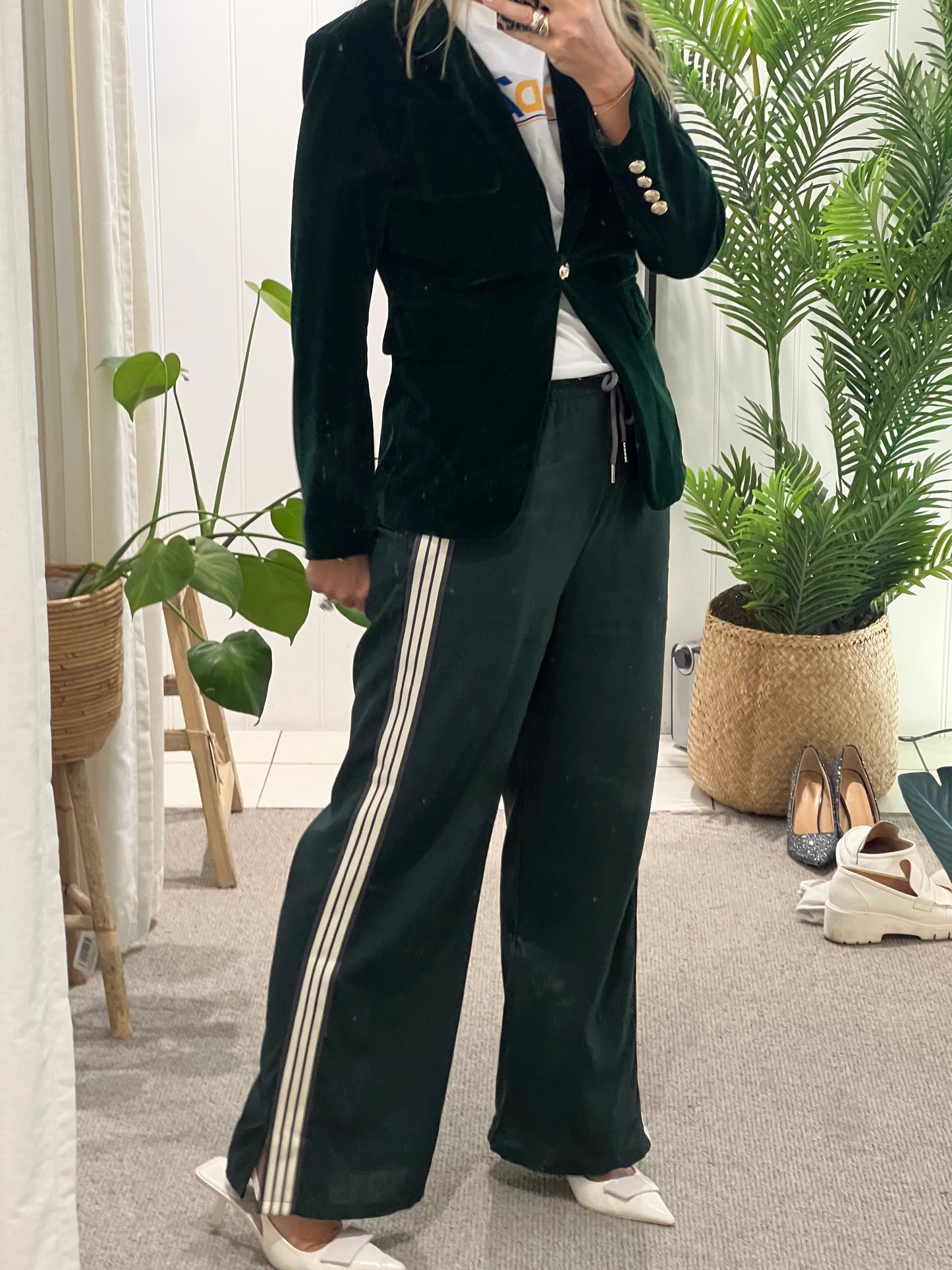 Stripe Lounge Pants- dark green
