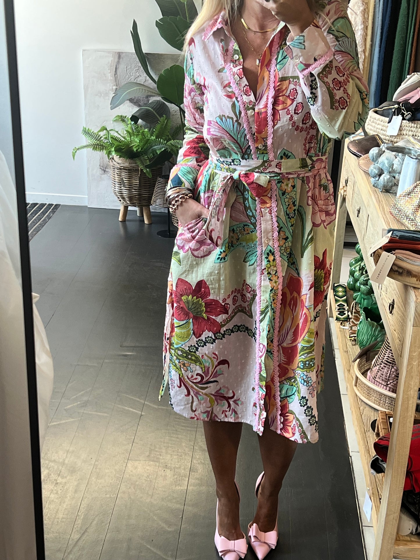 Fleurs Midi Shirt Dress