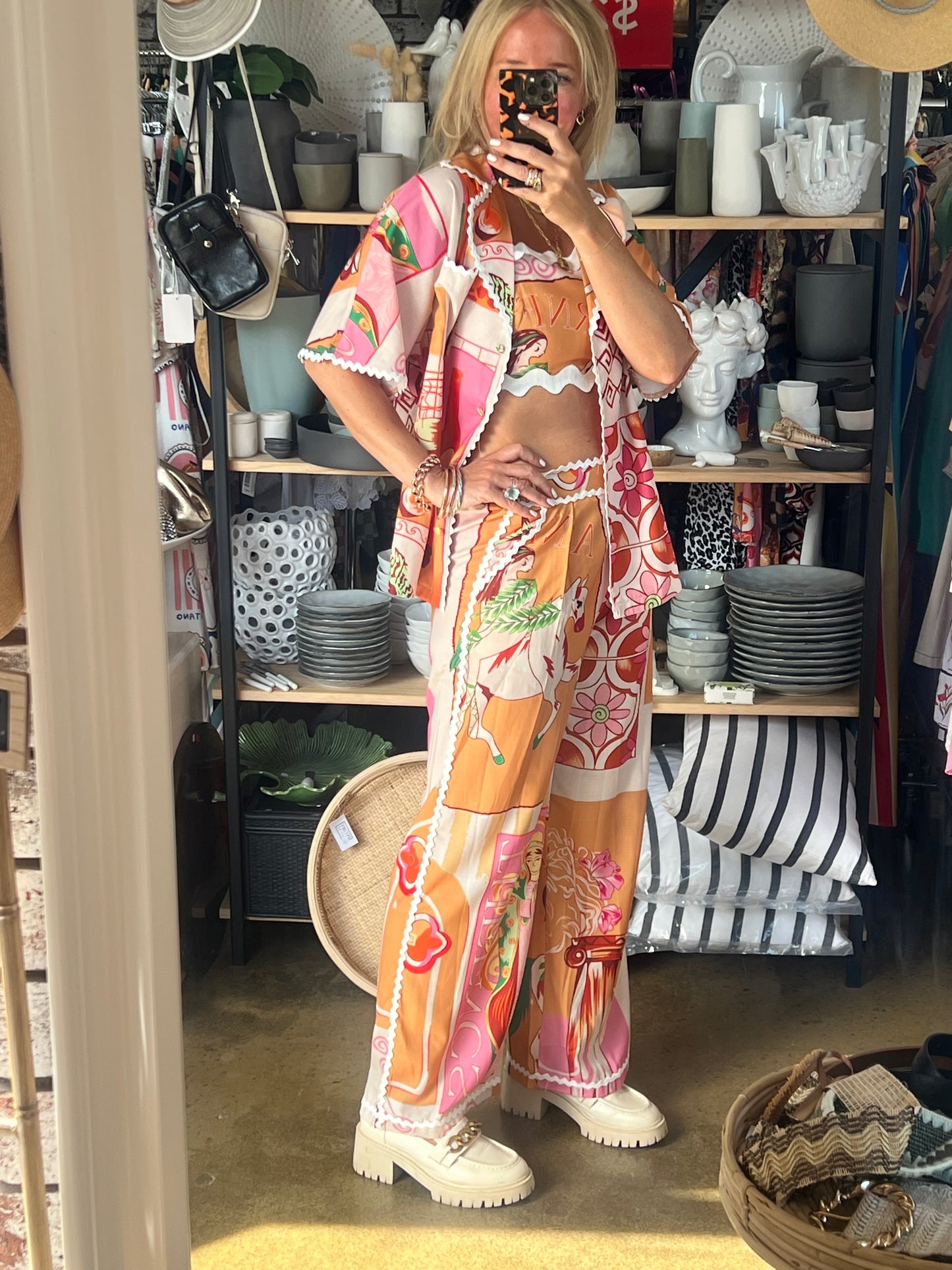 Mediterranean 3 Piece Pant, Shirt & Top Set
