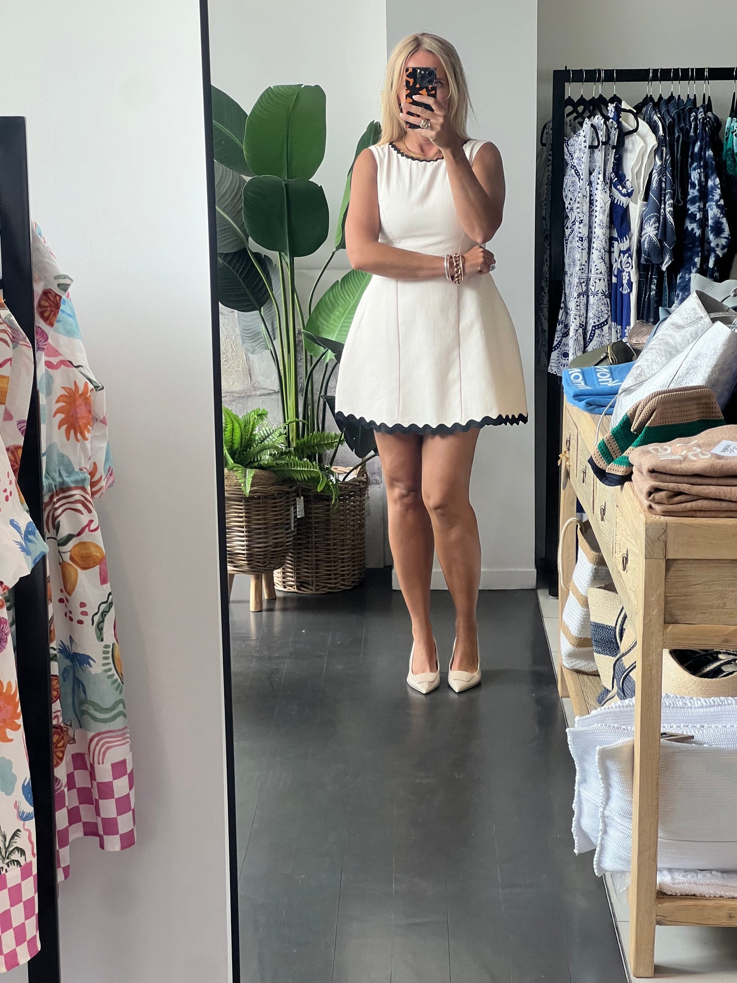 Ric Rac Mini Dress- white
