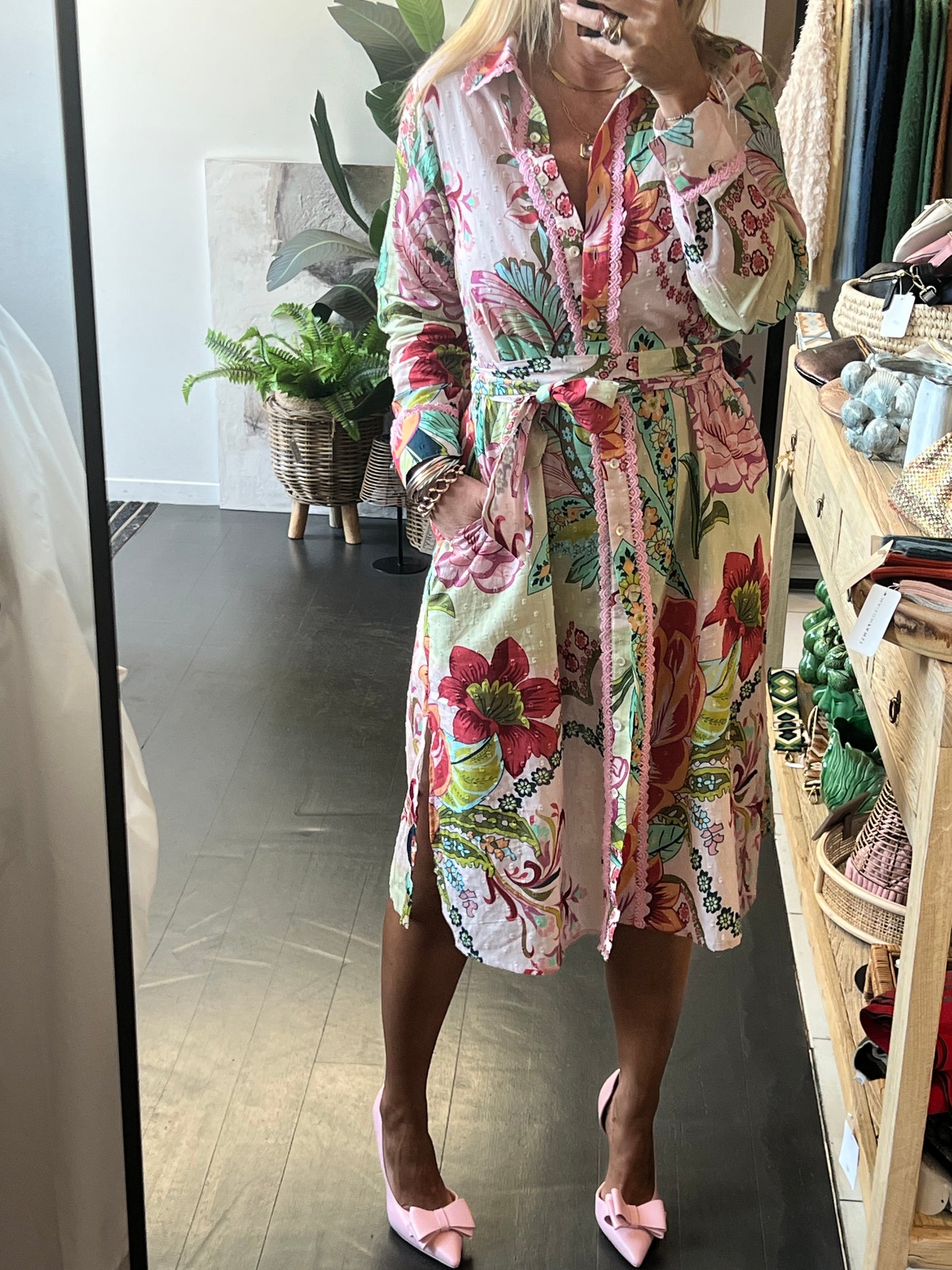 Fleurs Midi Shirt Dress