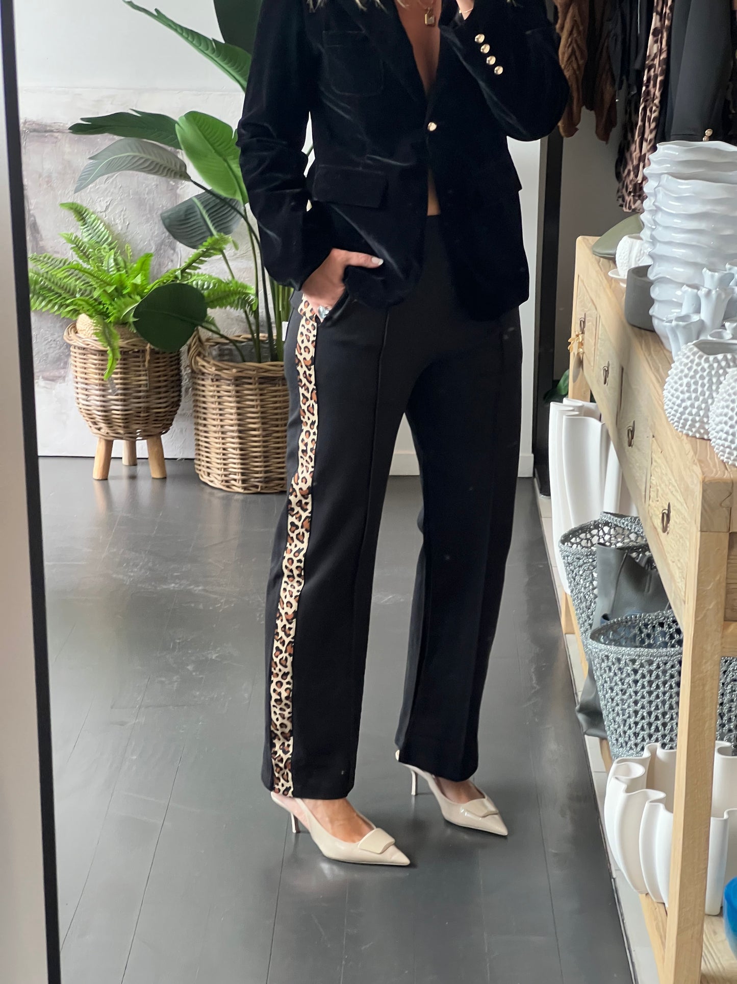 Leopard Stripe Ponti Pintuck Pant