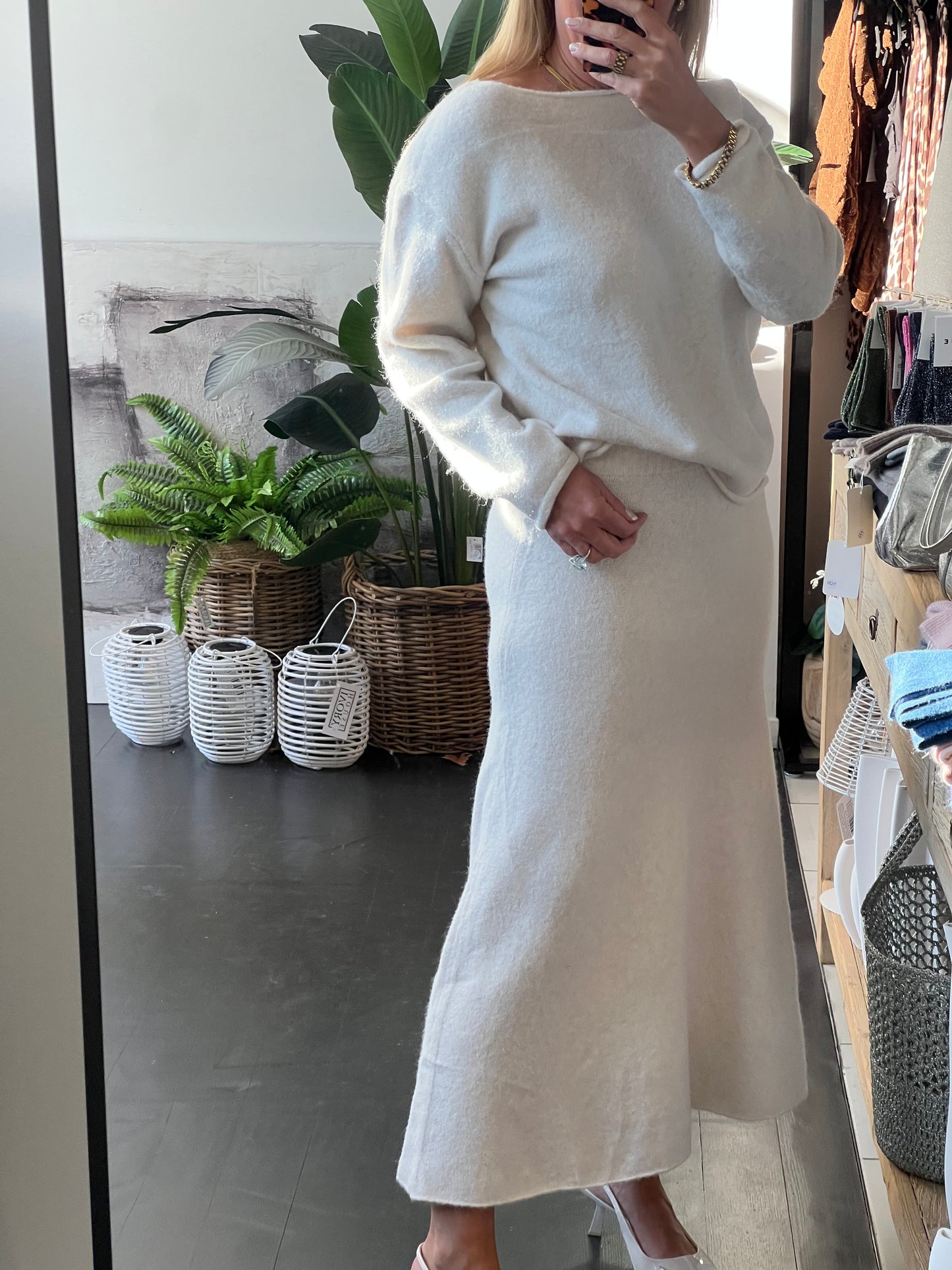 Winter Knit Set - White 2 pc skirt & top