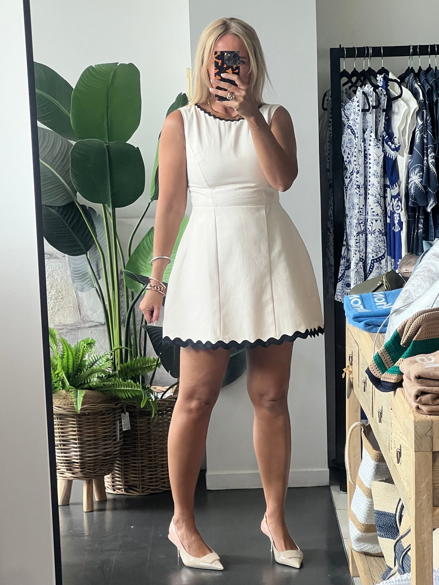 Ric Rac Mini Dress- white
