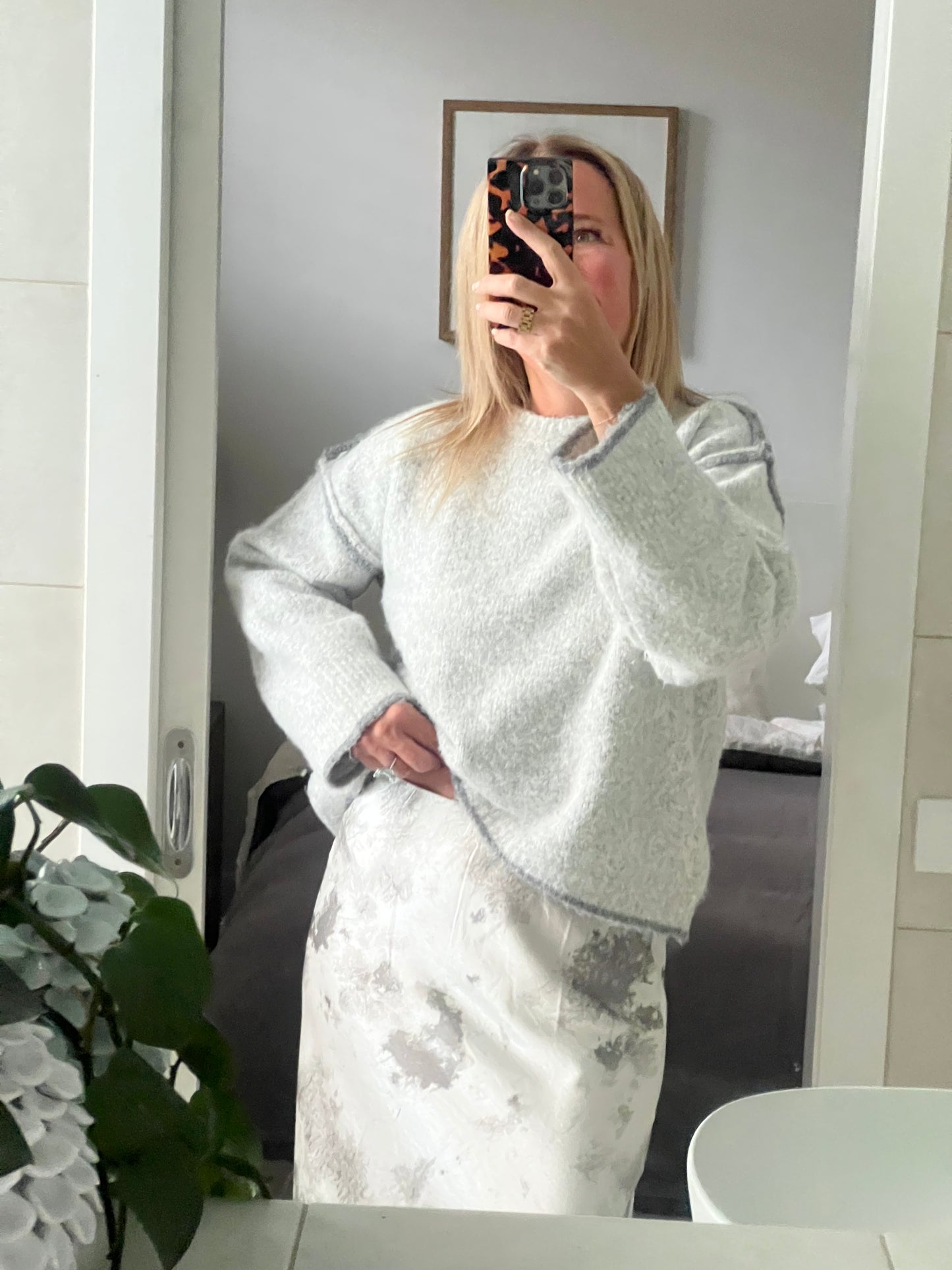 Asymmetric Hem Jumper - marle grey