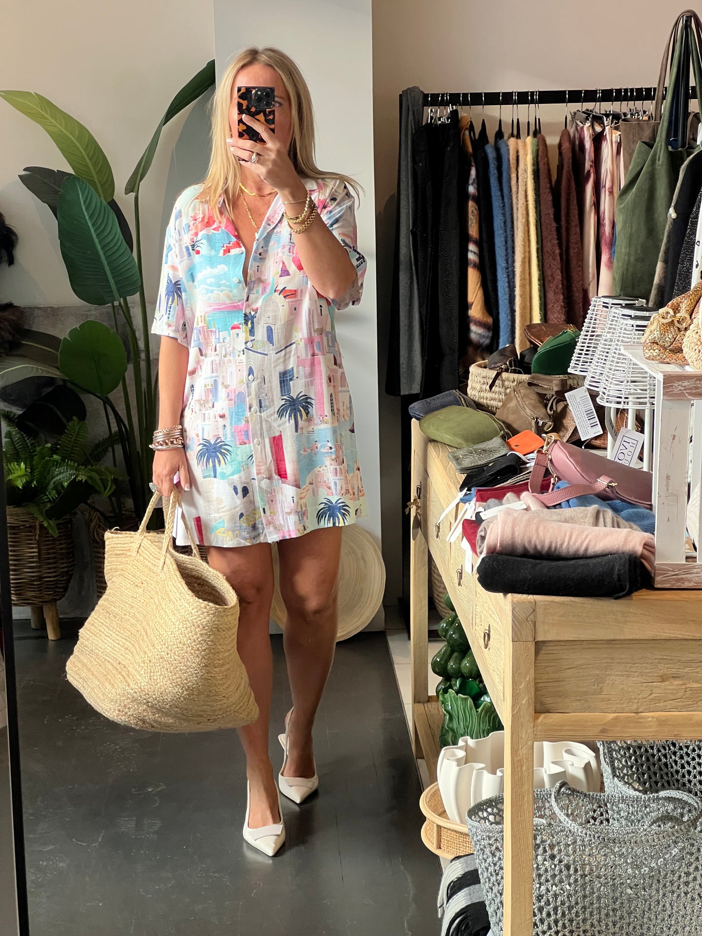 Santorini Linen Shirt Dress