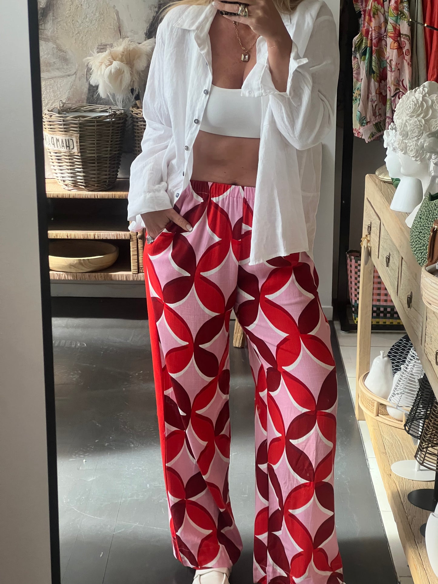 Retro Racer Lounge Pants- pink red