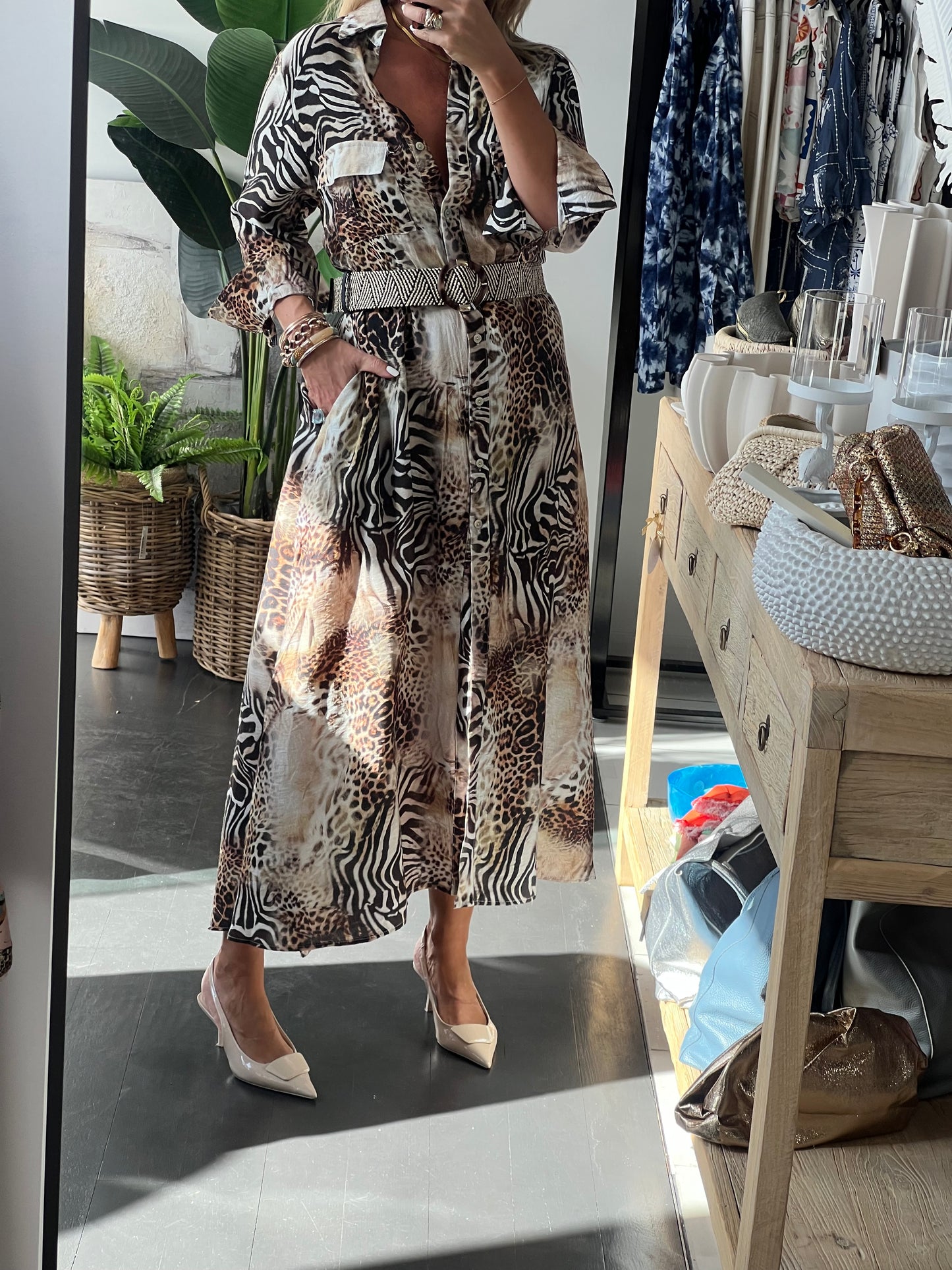 Reptile Maxi Shirt Dress