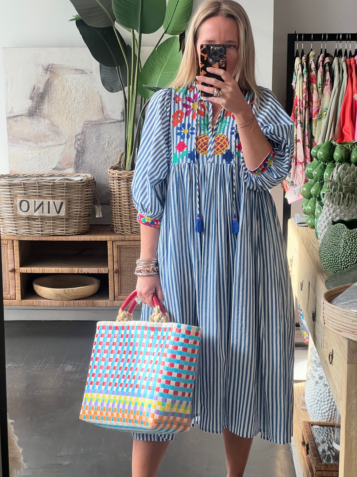 Santorini Cotton Embroidered Beach Dress