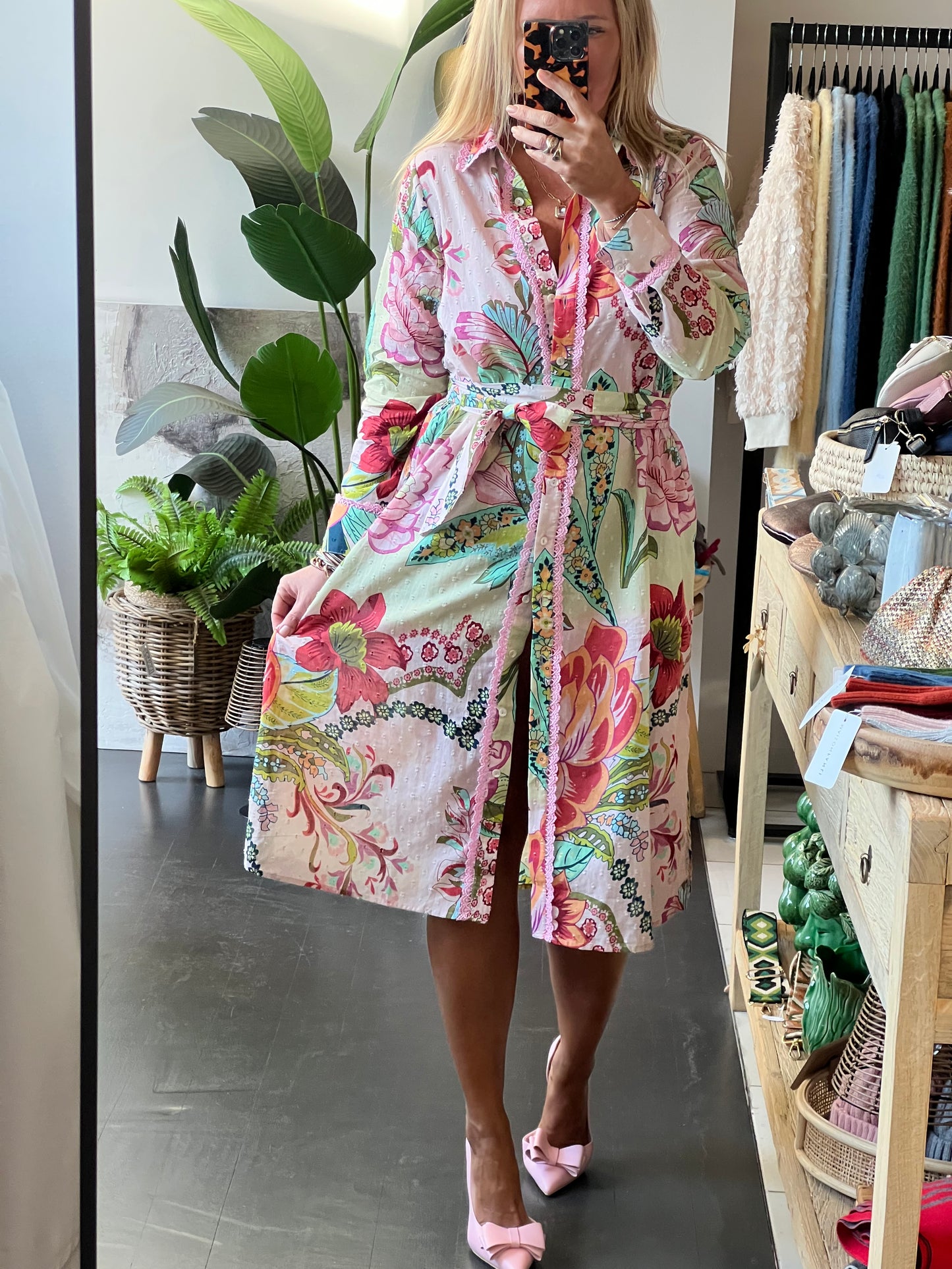 Fleurs Midi Shirt Dress