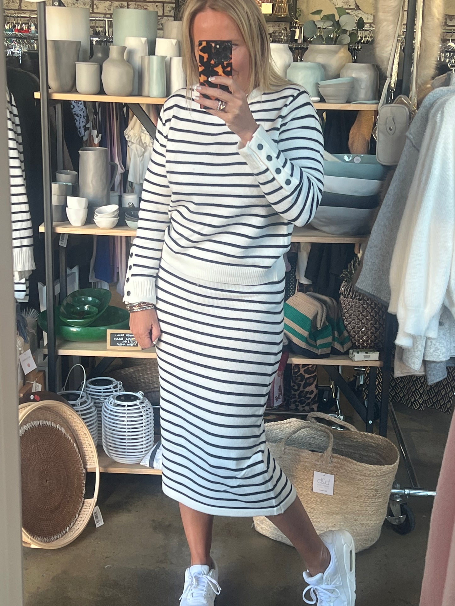 Stripe Sweater 2 Piece Skirt & Top Set