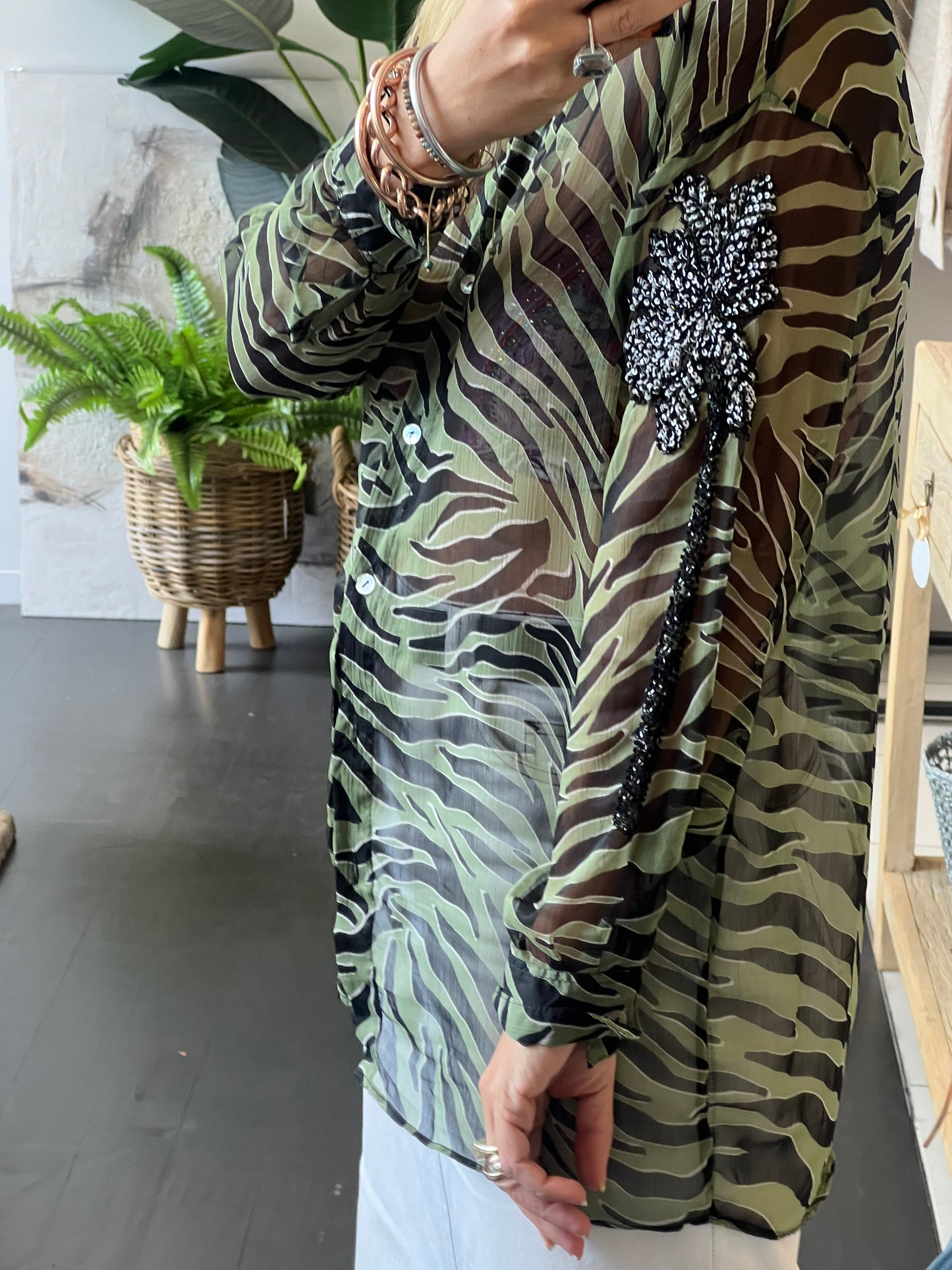 Palm Tree beaded Embelished Shirt