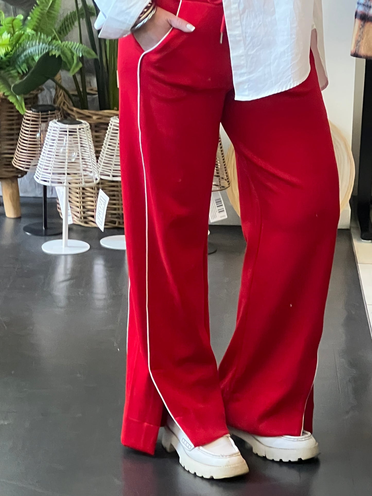 Stripe Racer Pant - red