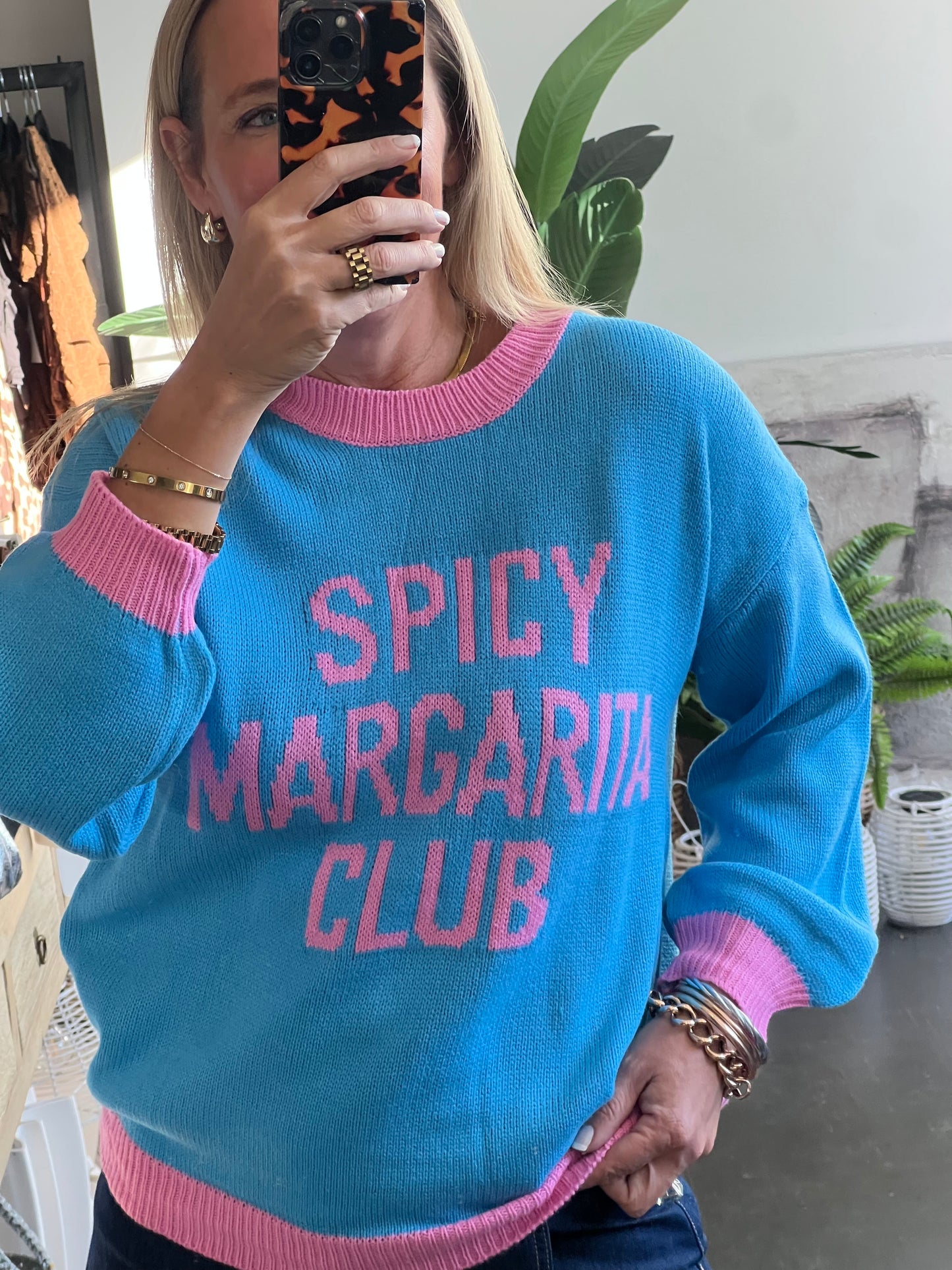 Spicy Margs Knit Sweater - aqua