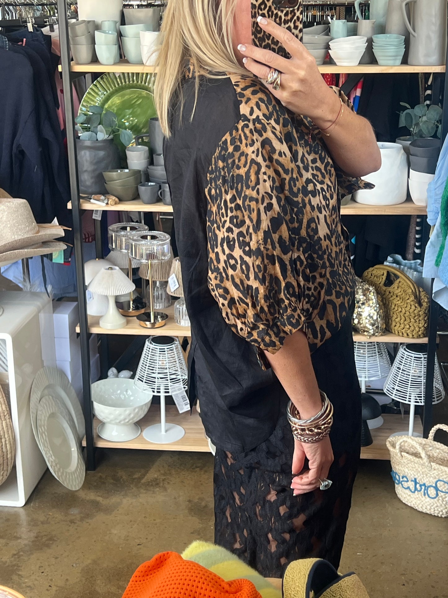 Fine Linen Shirt Travel Top - leopard