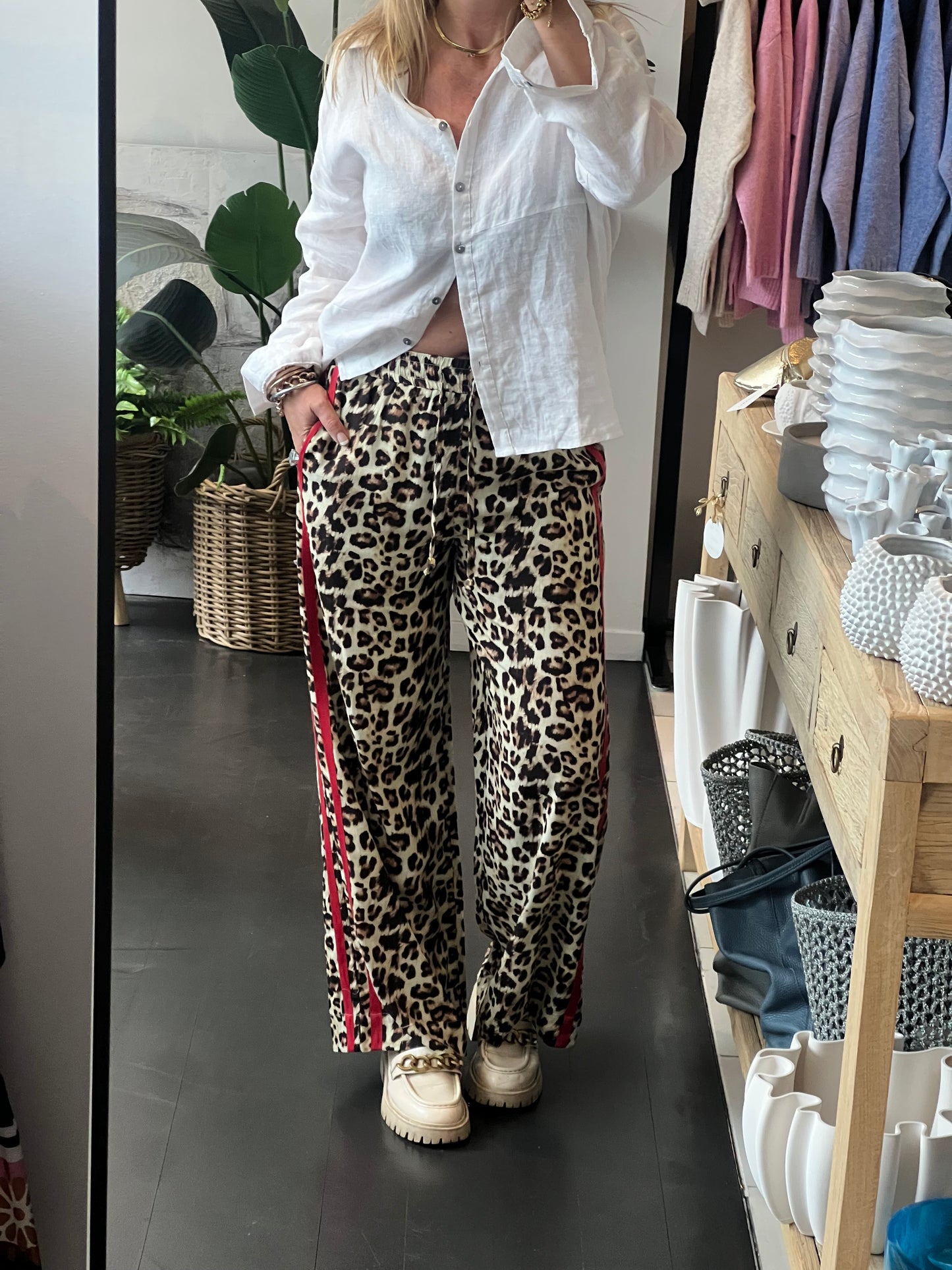 Racer Lounge Pants- leopard linen