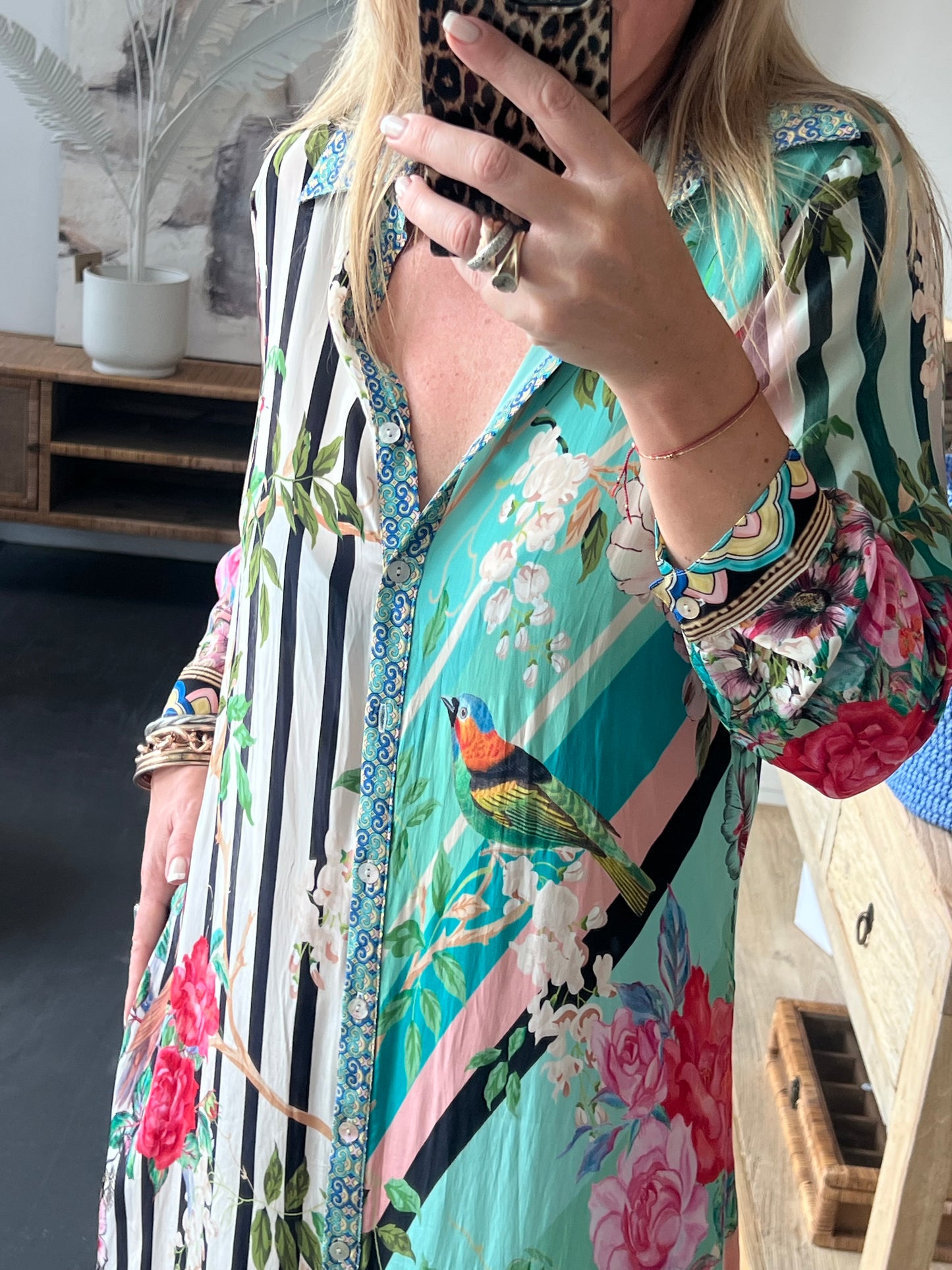 Slinky Resort Shirt Dress - aqua
