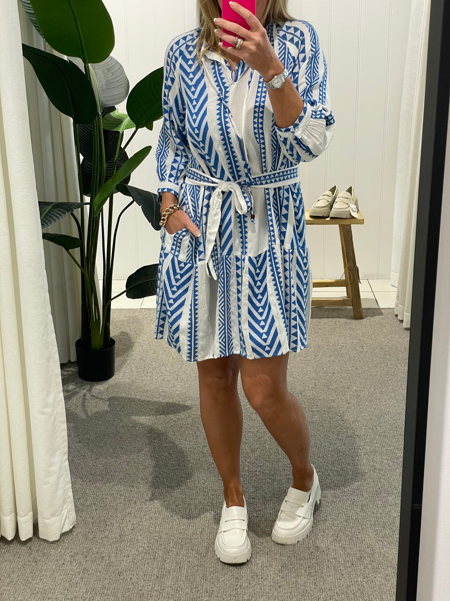 Cotton Mediterranean Dress Blue