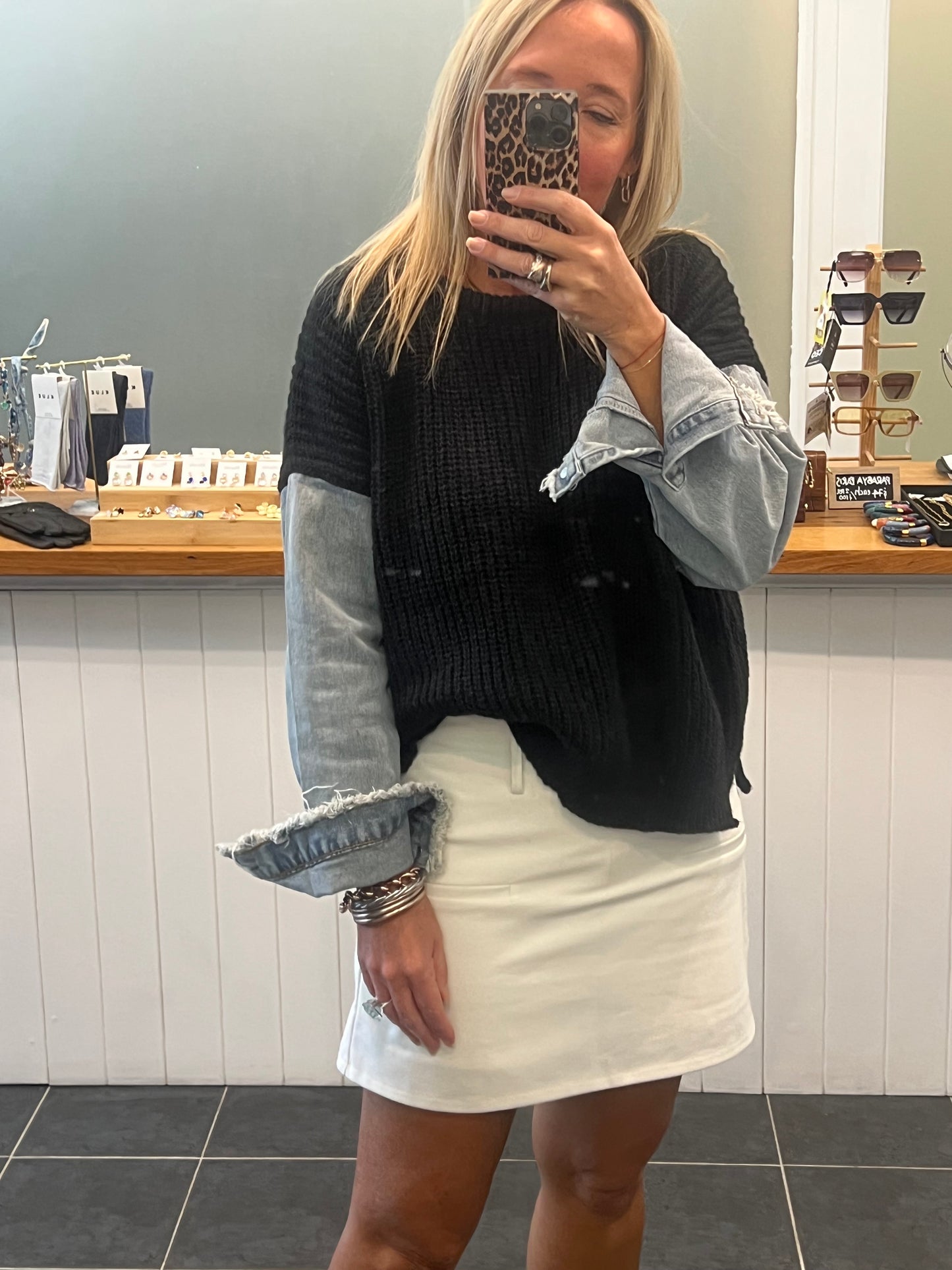 Denim Sleeve Knit