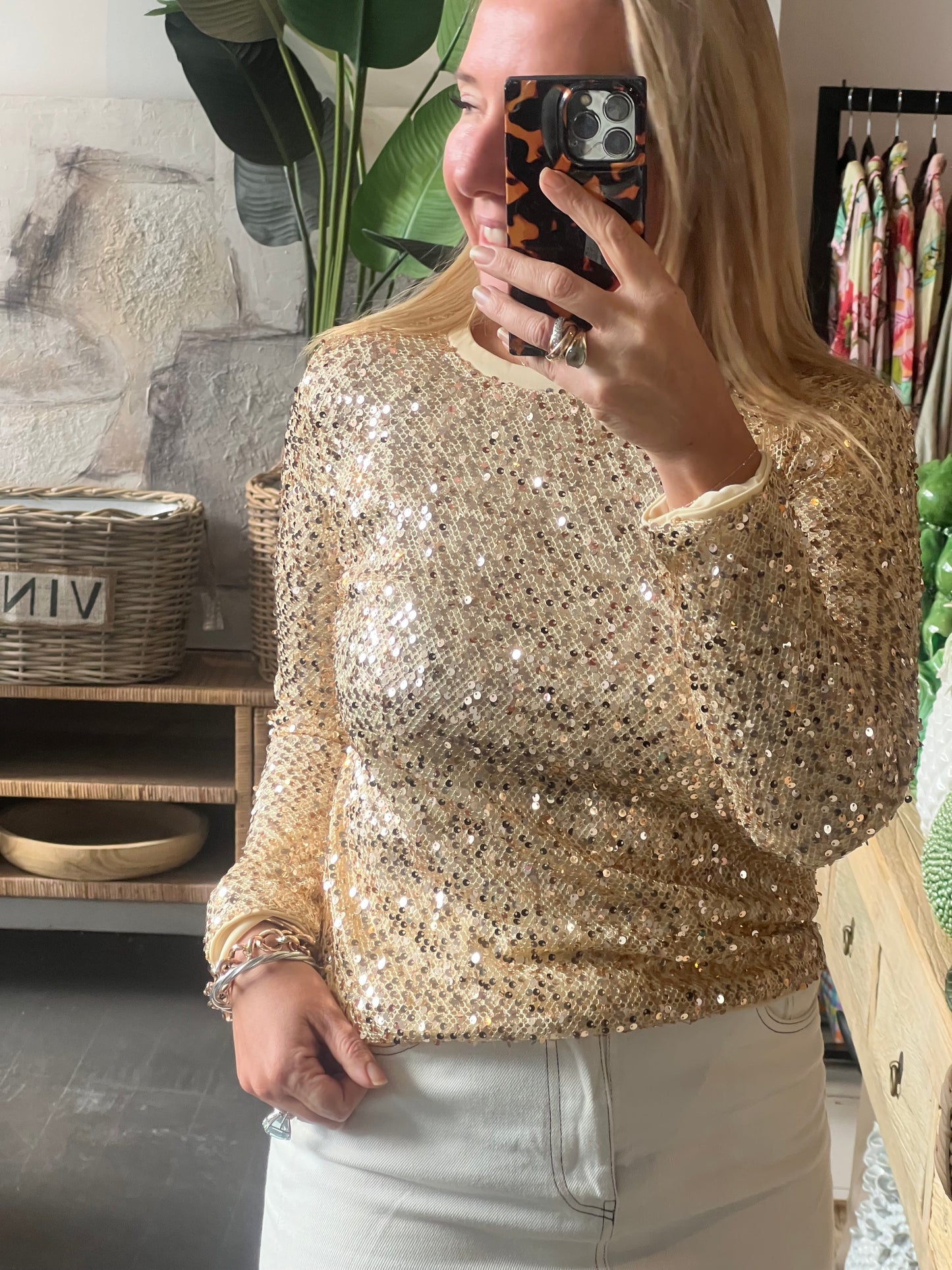 Twinkle Top - gold sequin