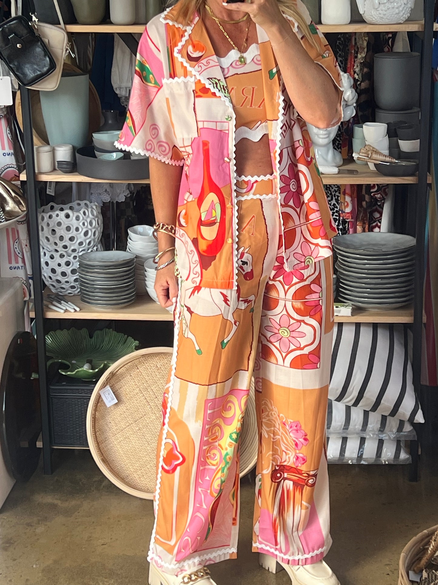 Mediterranean 3 Piece Pant, Shirt & Top Set