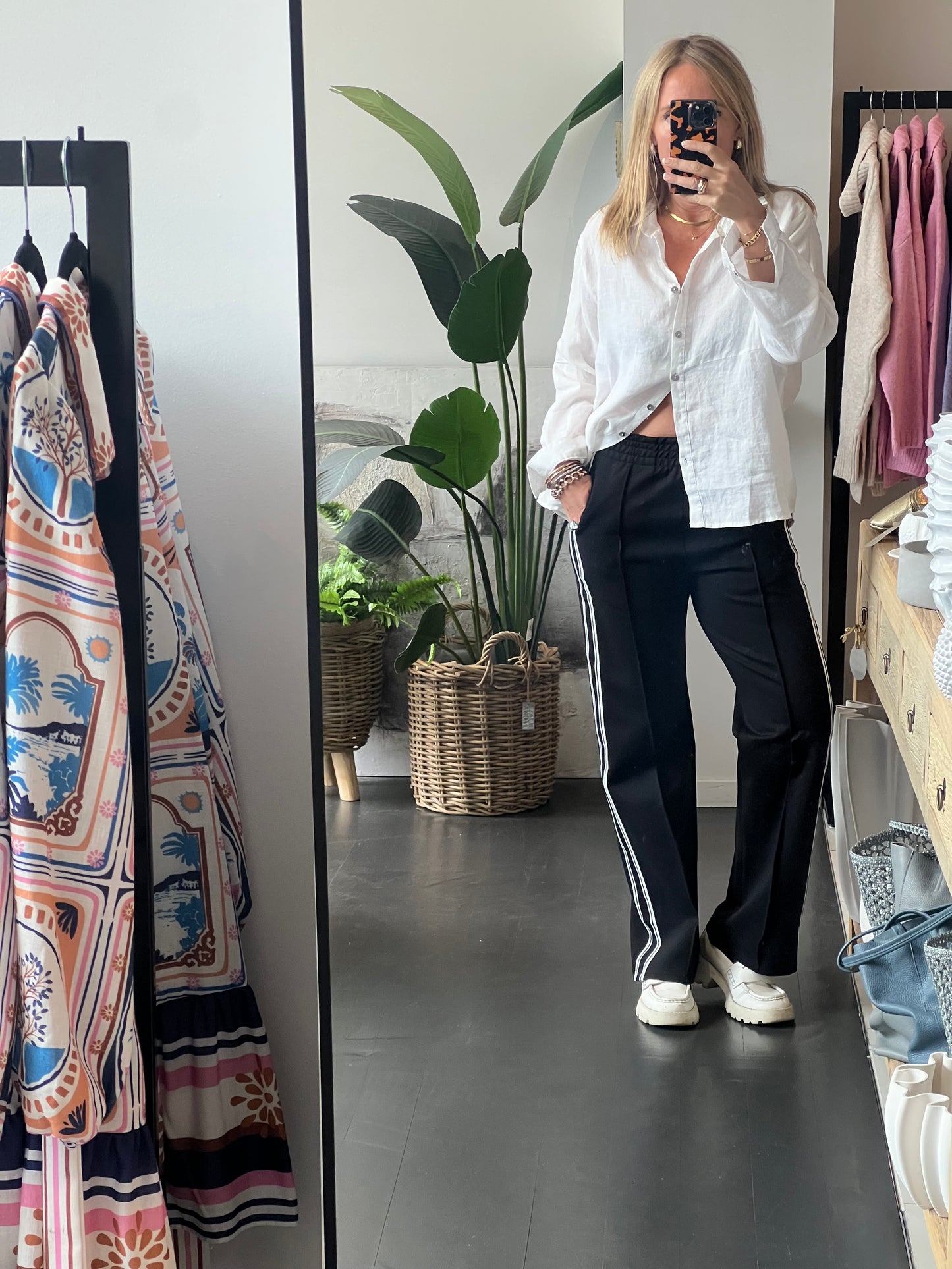 Pinstripe Ponti Pintuck Pants-stripe
