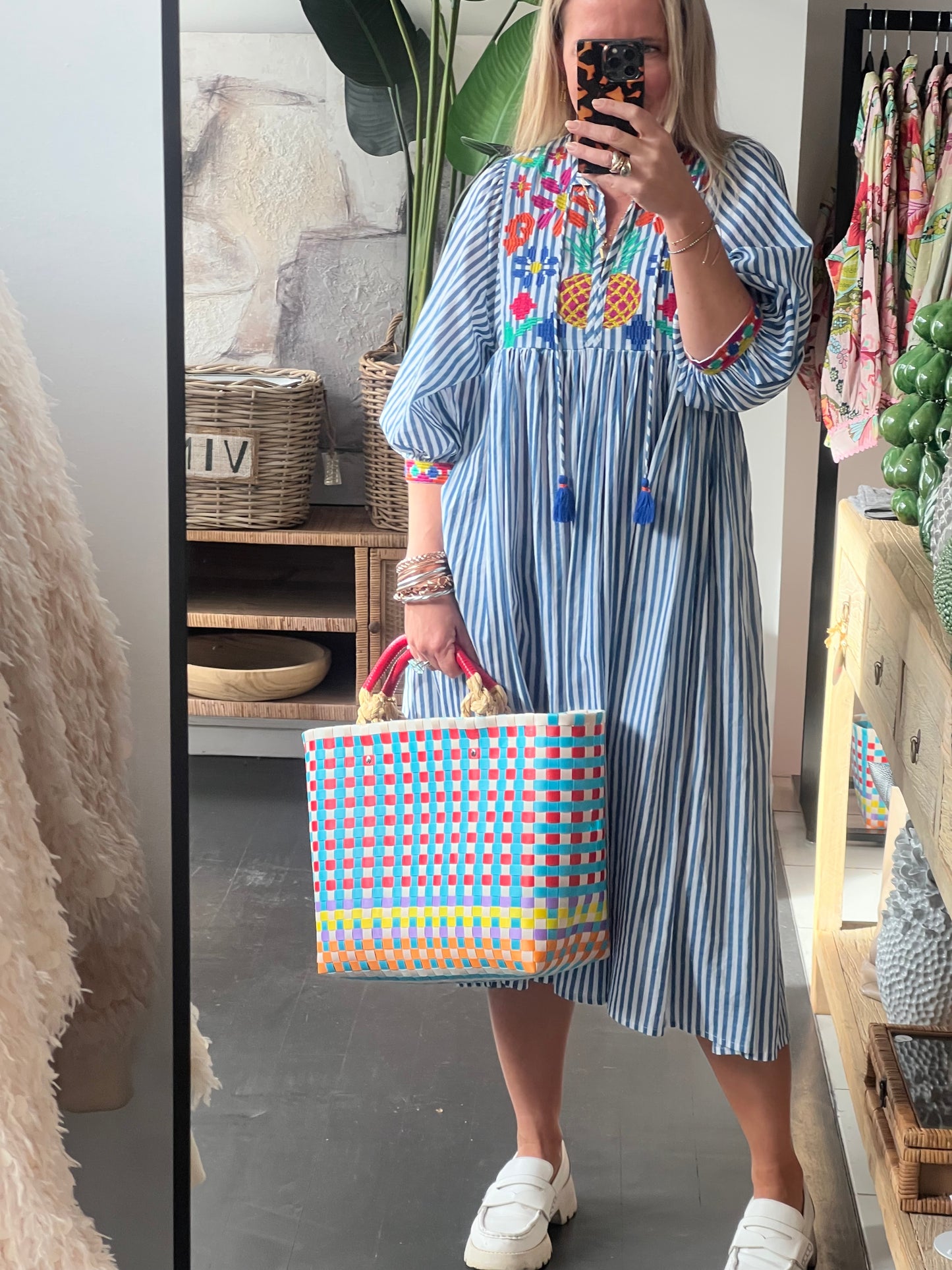 Santorini Cotton Embroidered Beach Dress