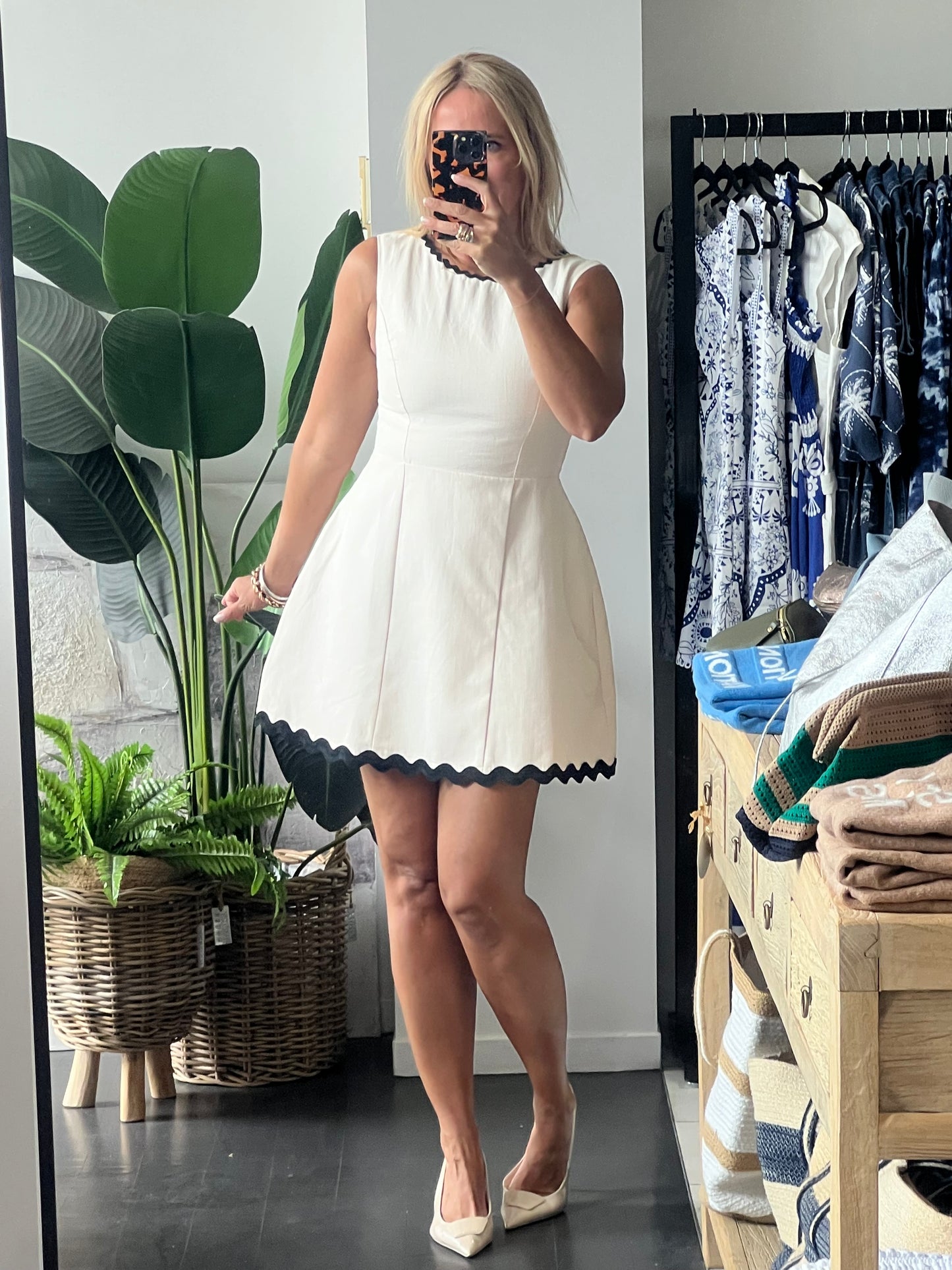 Ric Rac Mini Dress- white