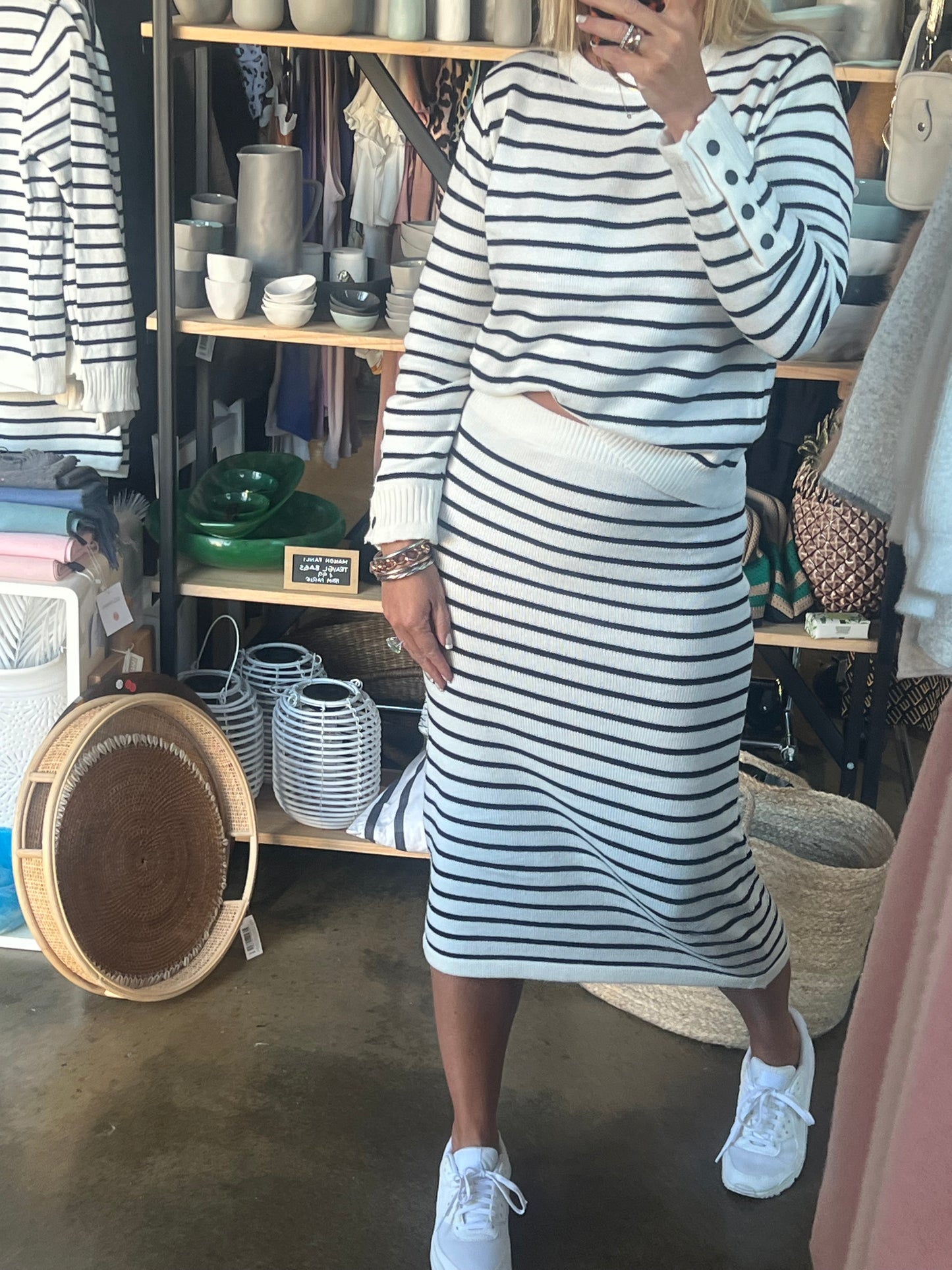 Stripe Sweater 2 Piece Skirt & Top Set