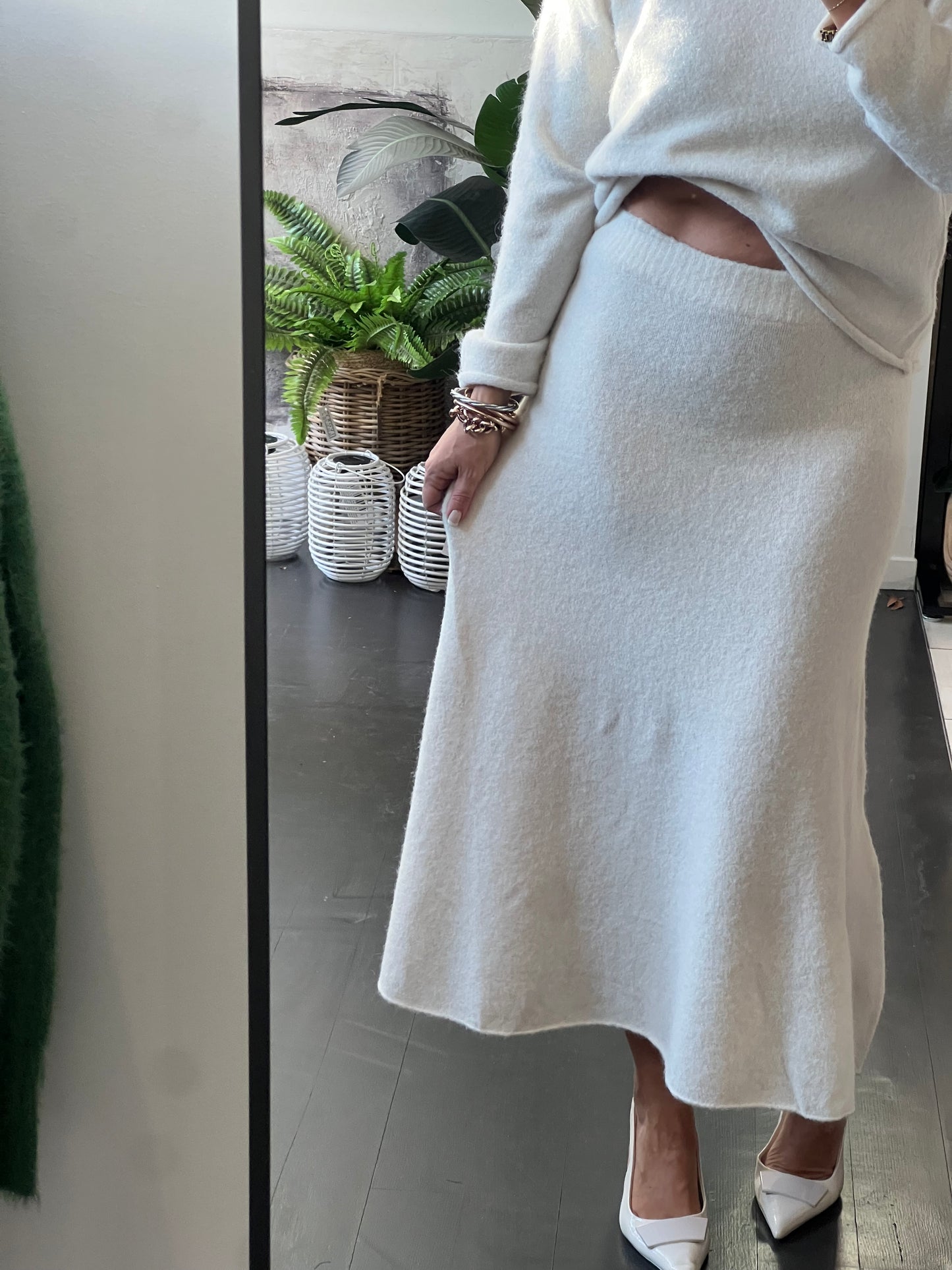 Winter Knit Set - White 2 pc skirt & top