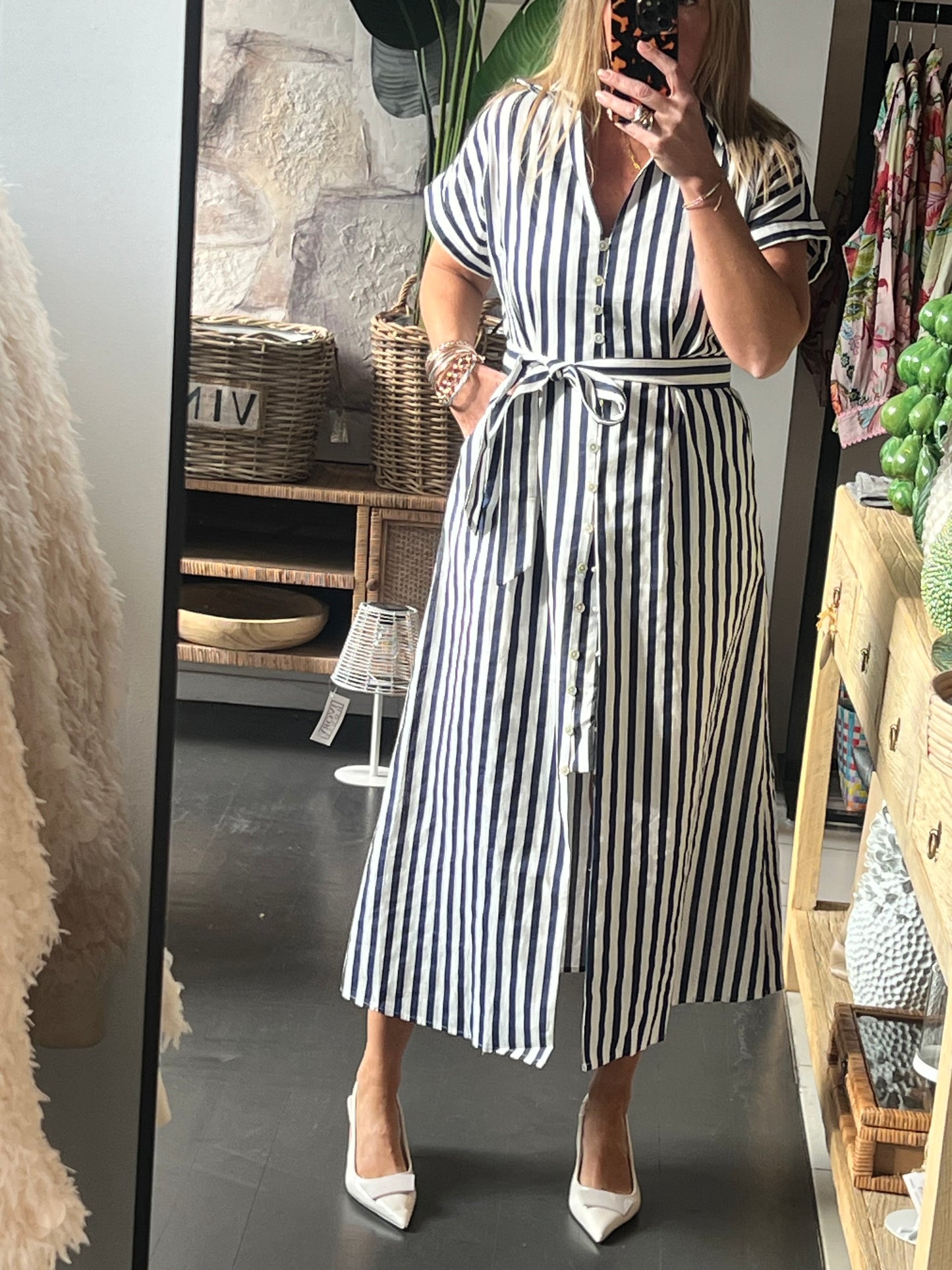 Shirt Dress Navy Stripe