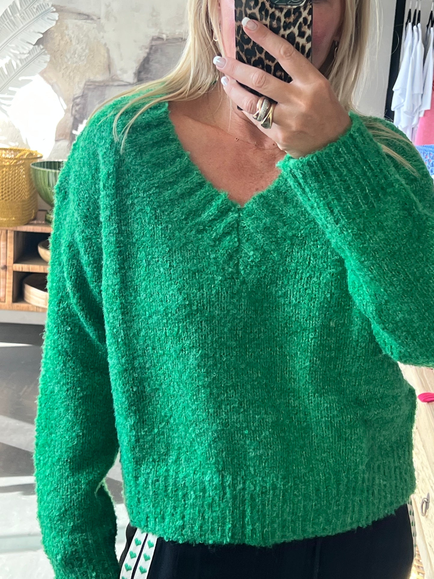 Green V Neck Knit
