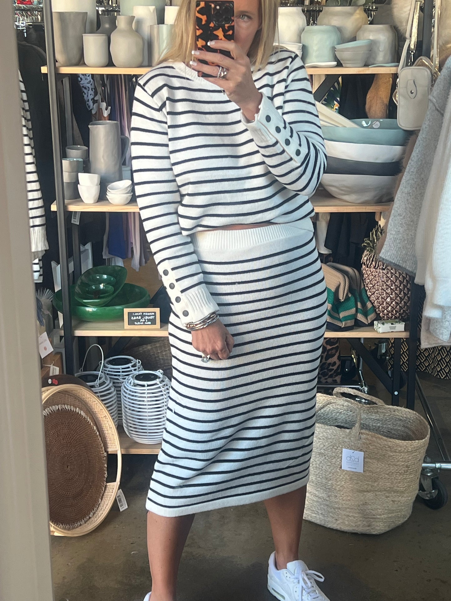Stripe Sweater 2 Piece Skirt & Top Set