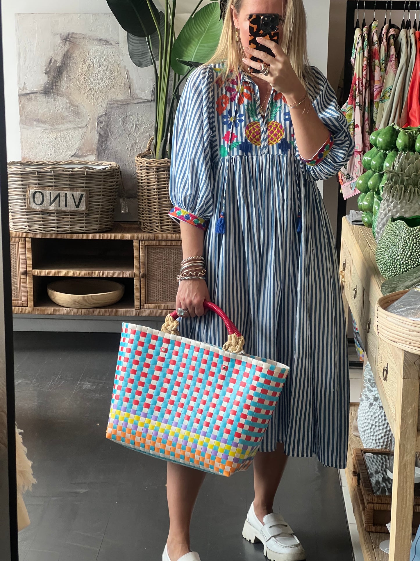 Santorini Cotton Embroidered Beach Dress
