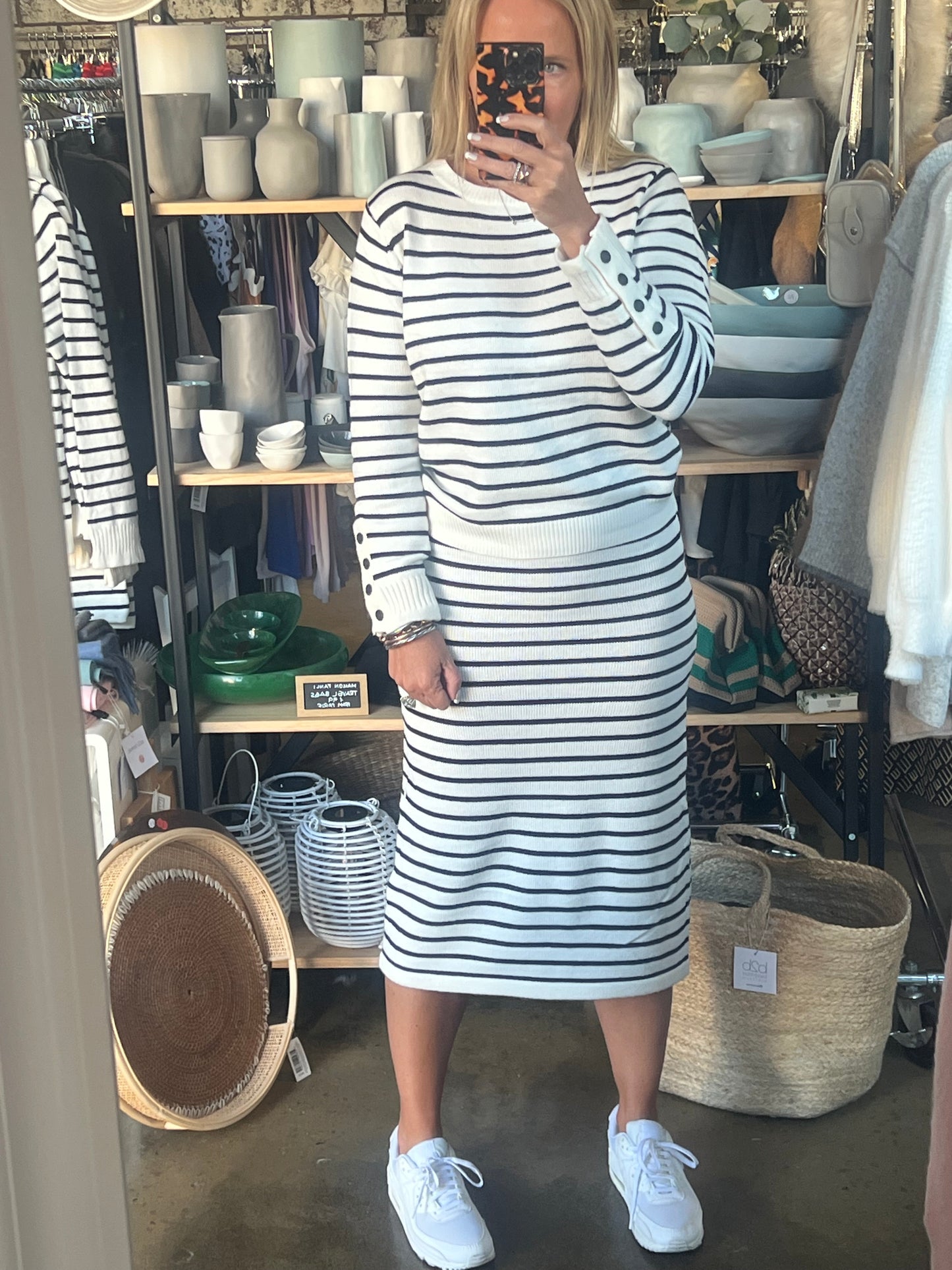 Stripe Knit Pencil Skirt