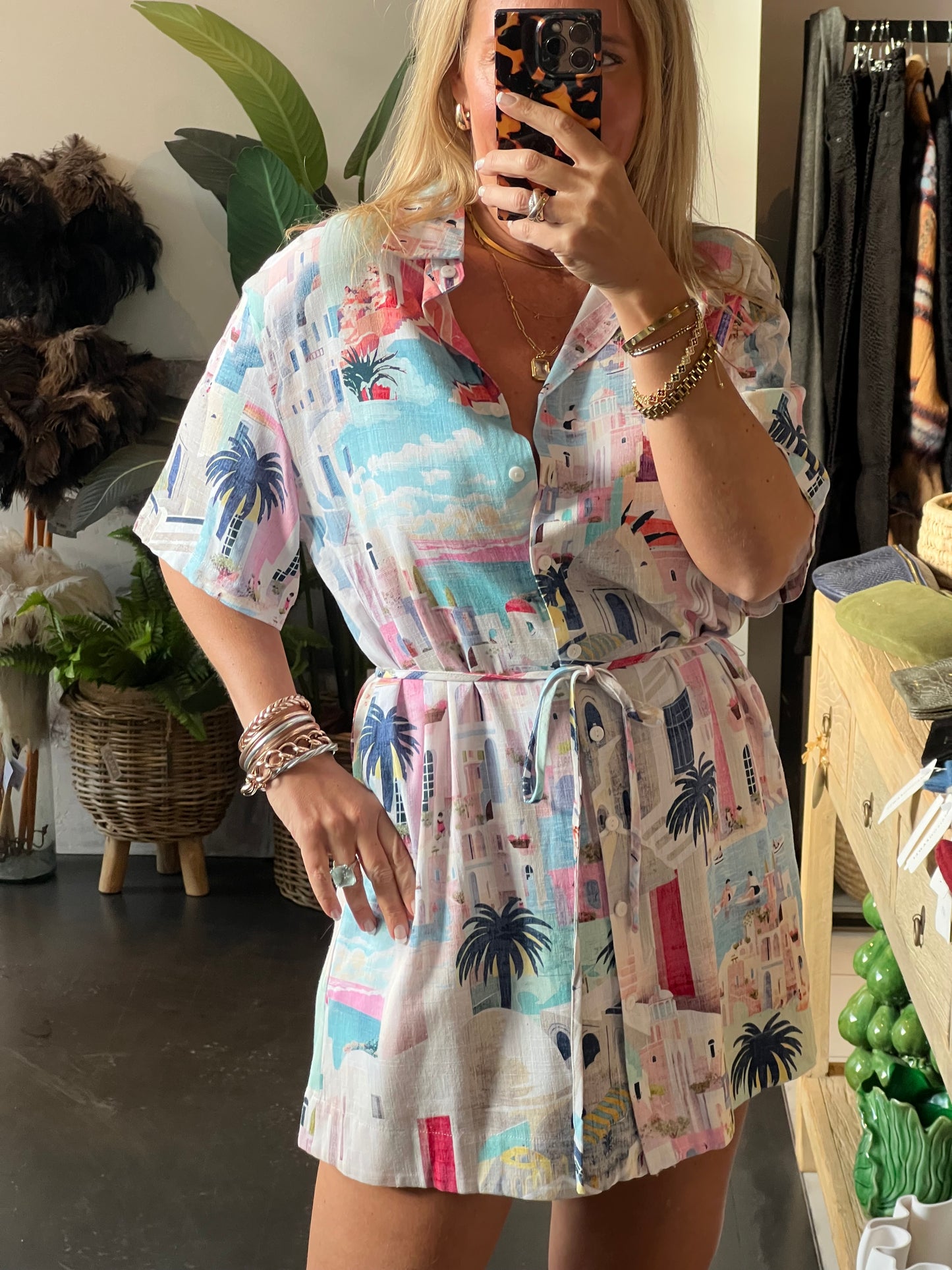 Santorini Linen Shirt Dress