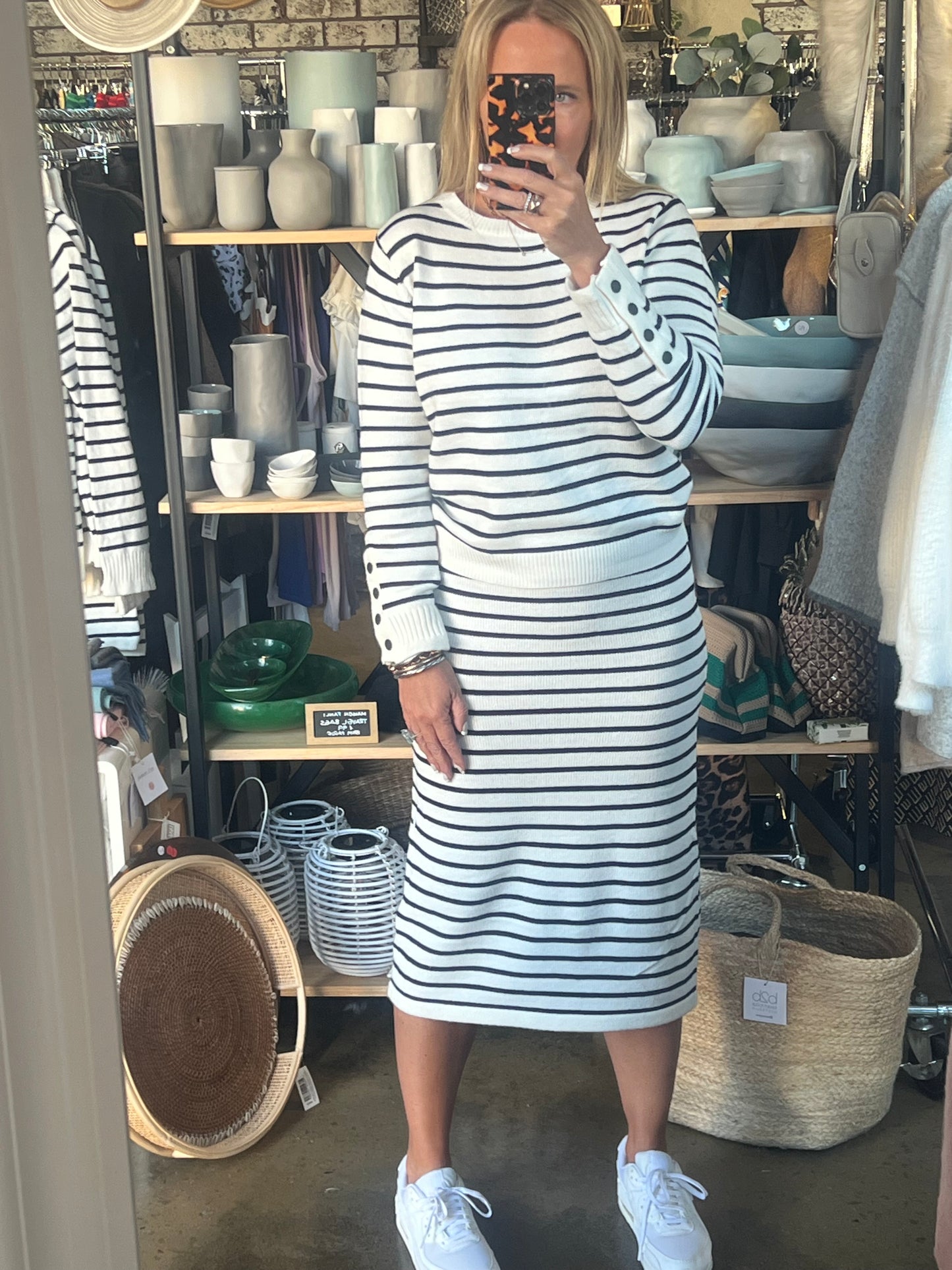 Stripe Knit Pencil Skirt
