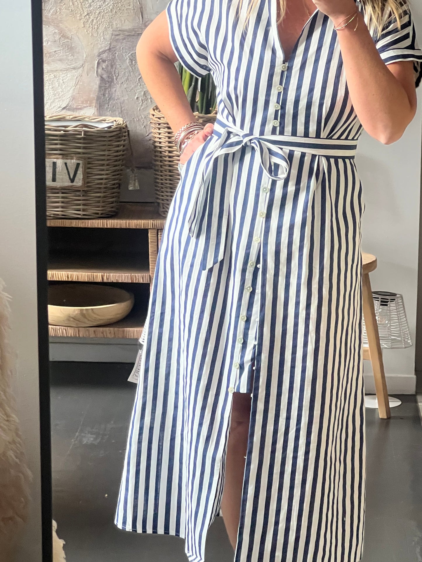 Shirt Dress Navy Stripe